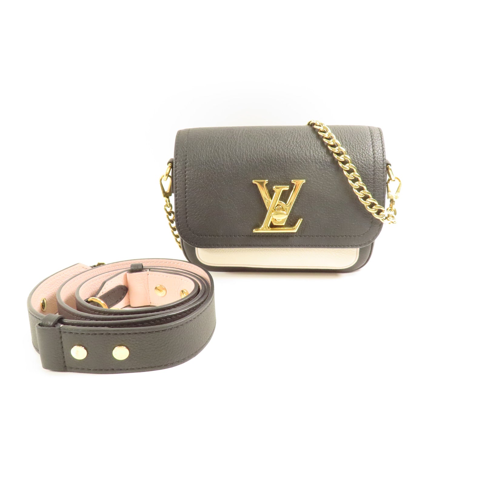LOUIS VUITTON LV GHW Lockme Tender 2 Way Bag M58557 Calfskin Leather Black/White