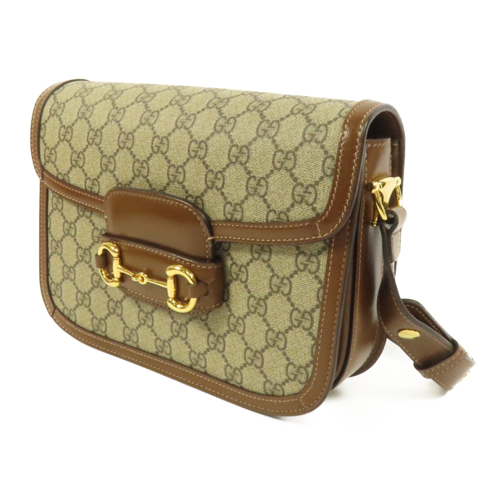 GUCCI 塗層帆布Horsebit 1955 MM金扣肩背袋