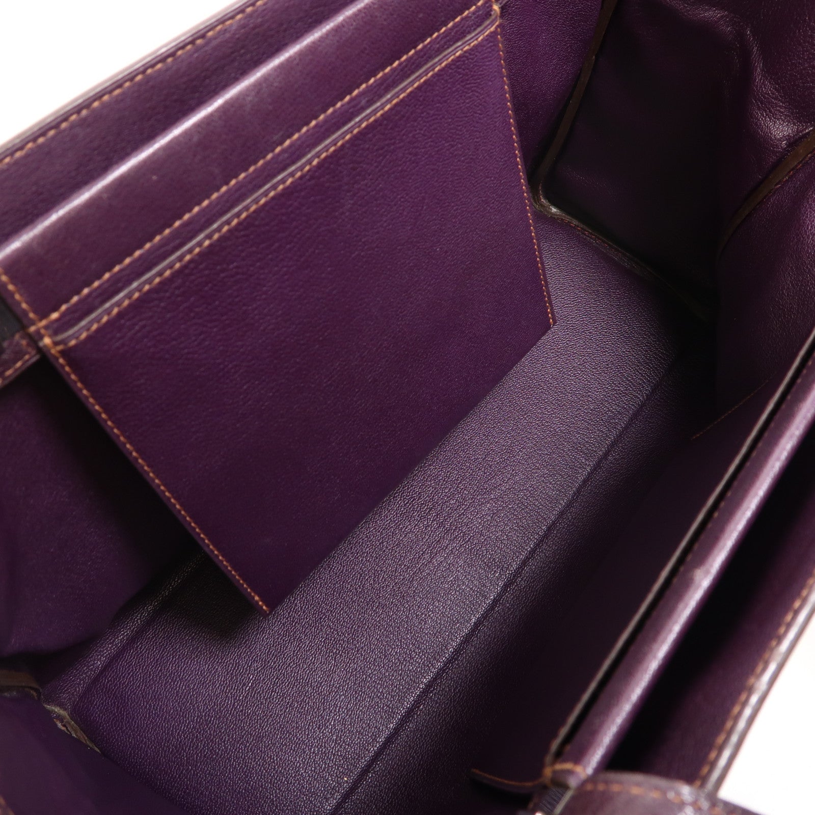 HERMES Chevre皮革Cabana 35銀扣肩背袋Raisin