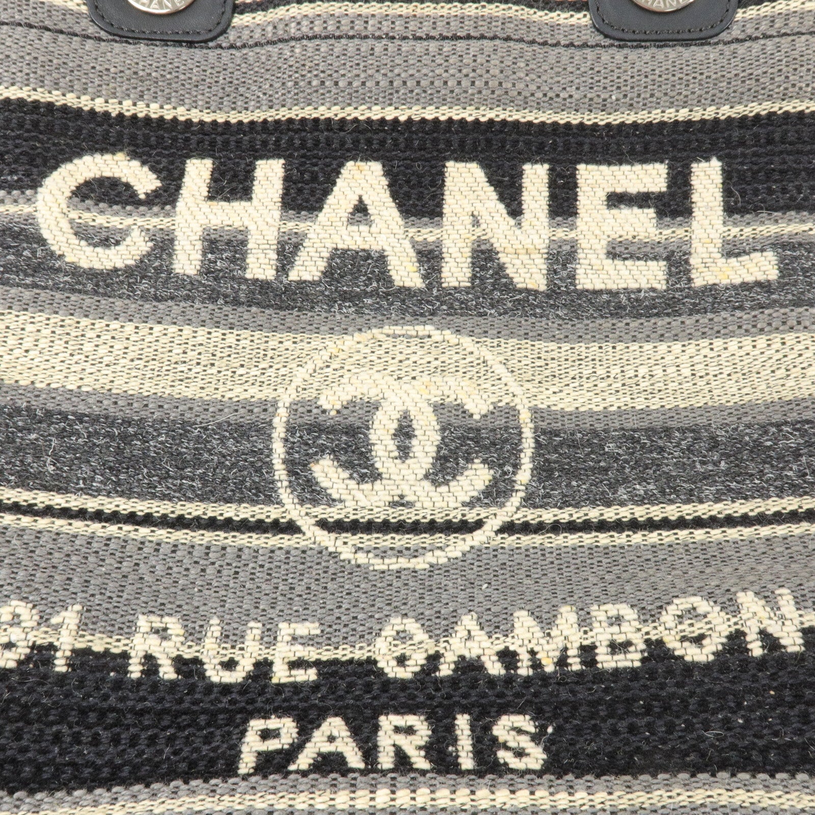 CHANEL 帆布Deauville Tote Small鏈帶手挽袋