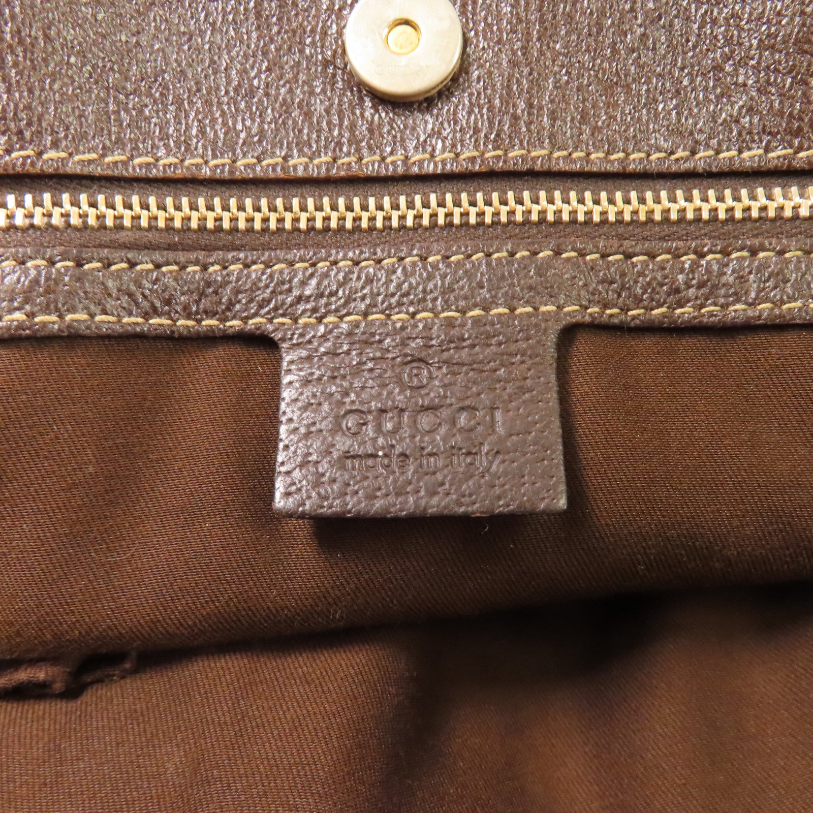 GUCCI 帆布Tote Bag金扣肩背袋