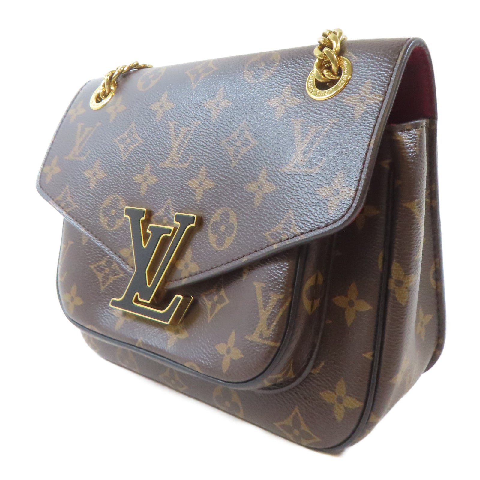 LOUIS VUITTON Monogram Passy Bag金扣鏈帶肩背袋啡色