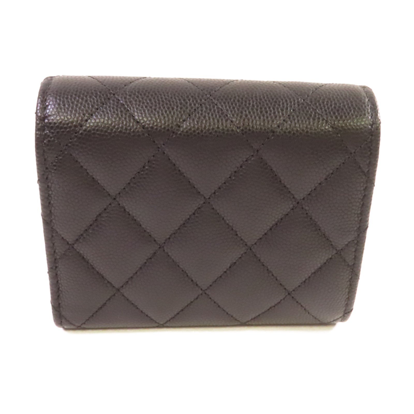 CHANEL 菱格Caviar皮革Short Wallet金扣短錢包黑色