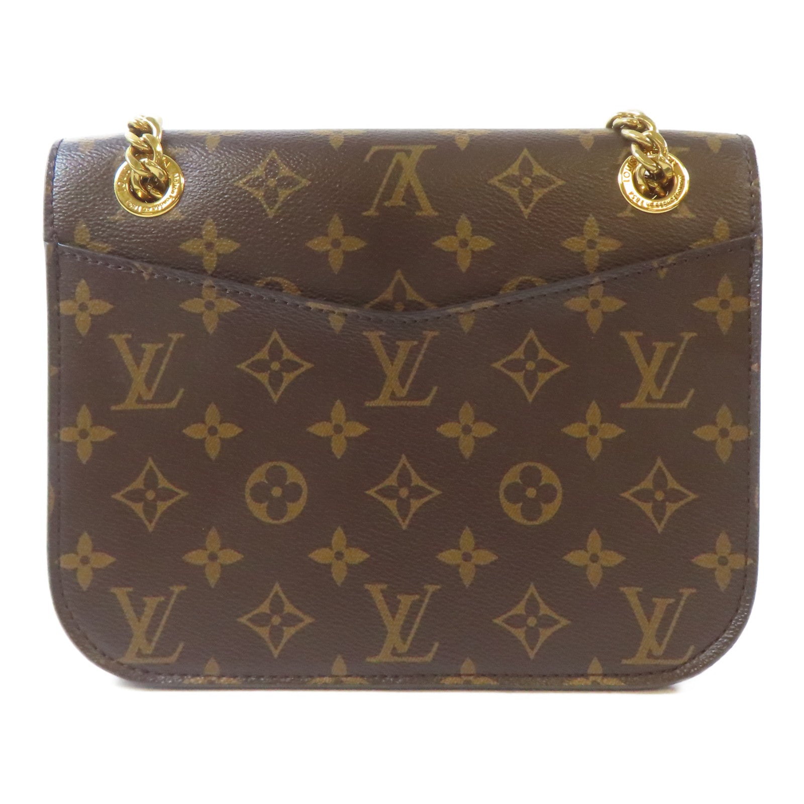 LOUIS VUITTON Monogram Passy Bag金扣鏈帶肩背袋啡色