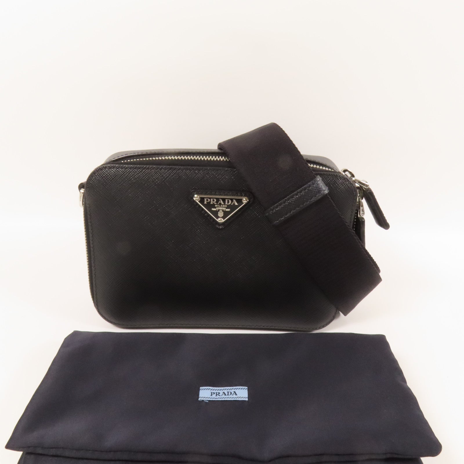PRADA Saffiano皮革Shoulder Bag銀扣肩背袋