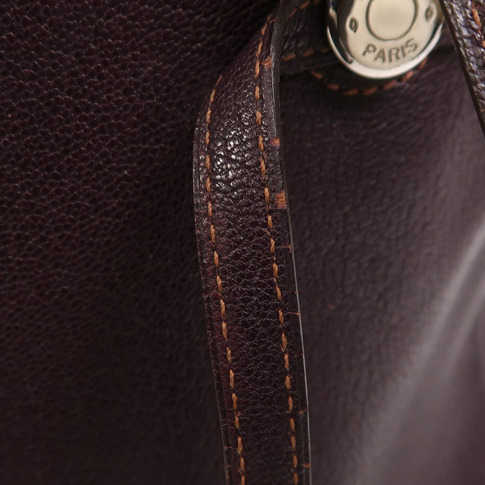 HERMES Chevre皮革Cabana 35銀扣肩背袋Raisin