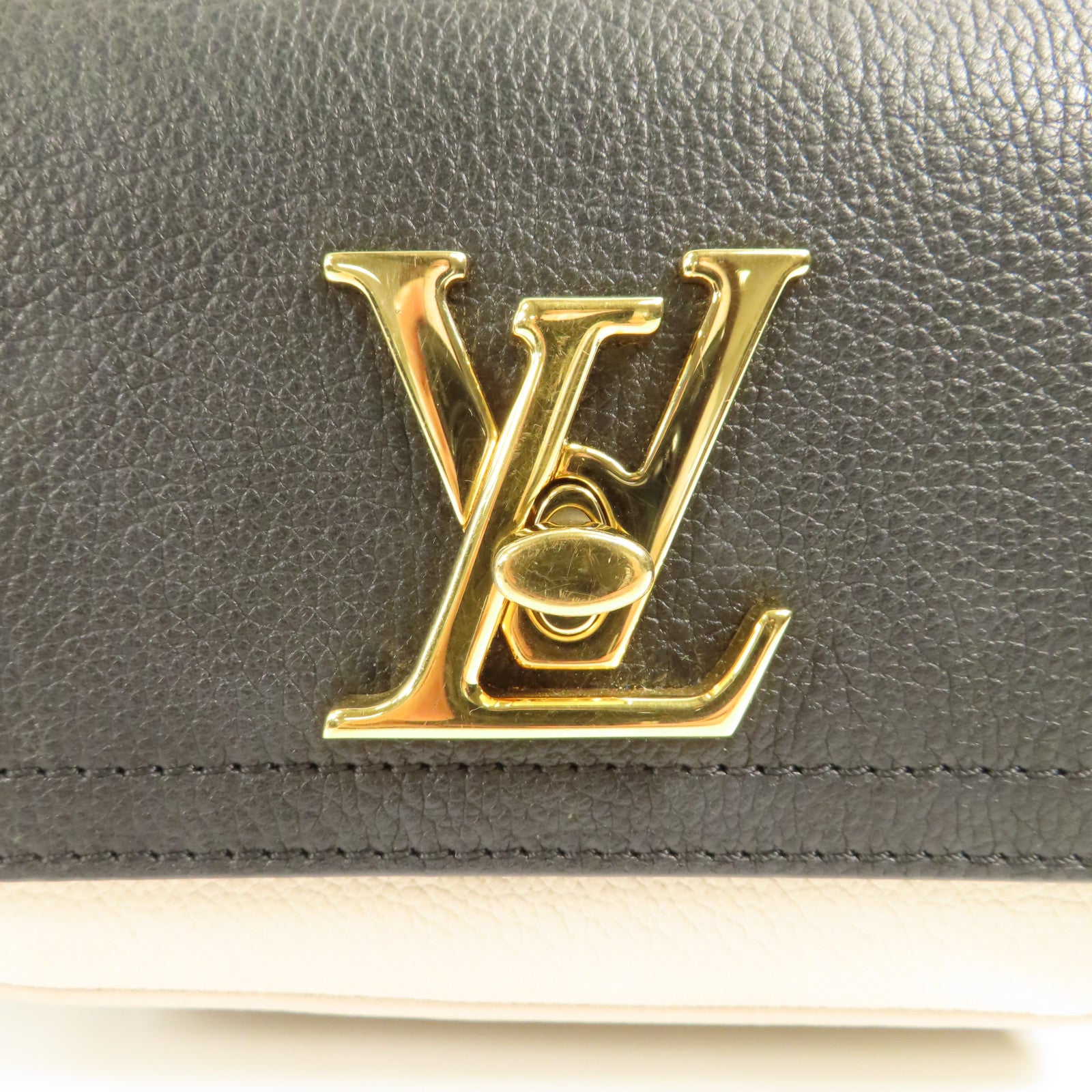 LOUIS VUITTON LV GHW Lockme Tender 2 Way Bag M58557 Calfskin Leather Black/White
