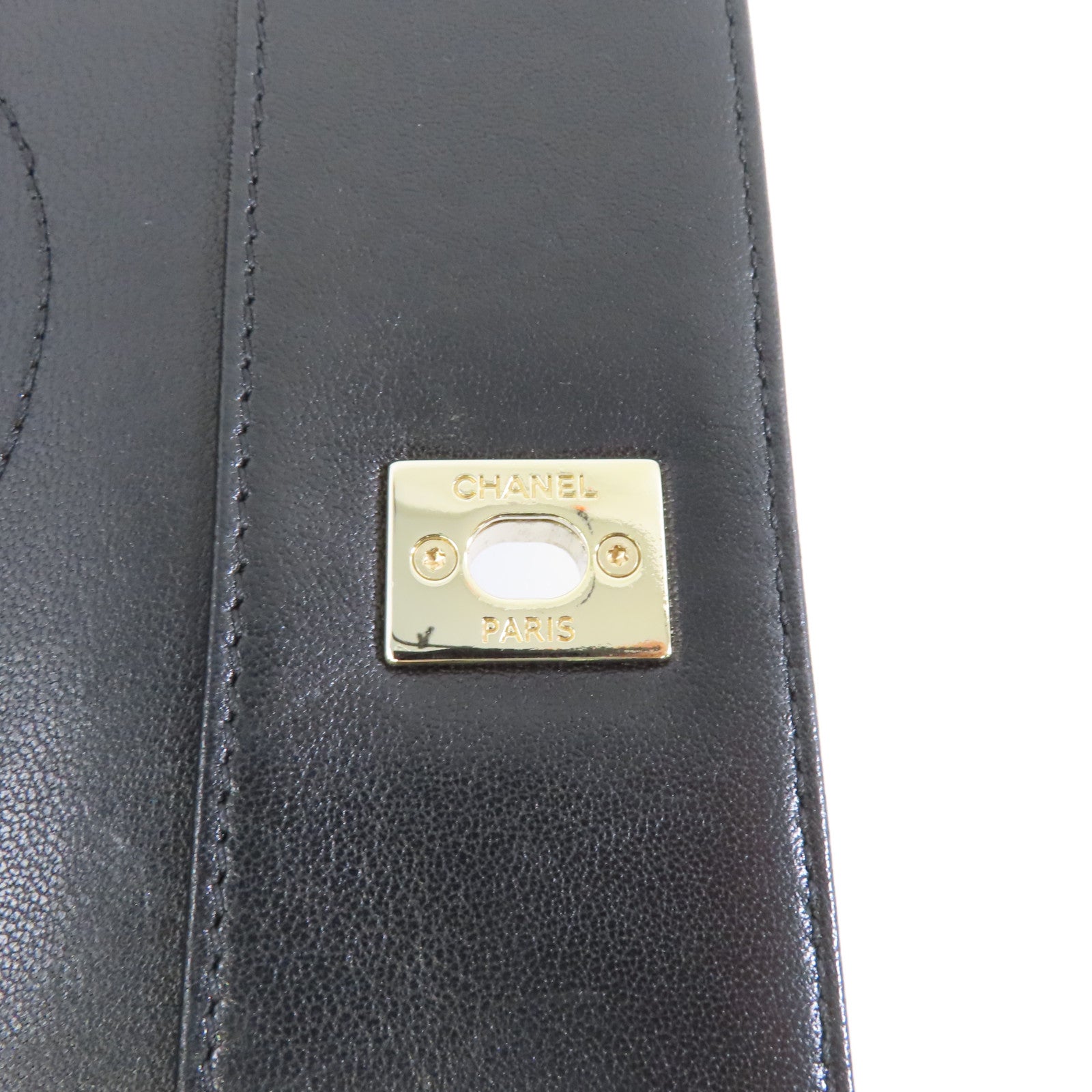 CHANEL 羊皮皮革Chain Shoulder金扣鏈帶肩背袋黑色