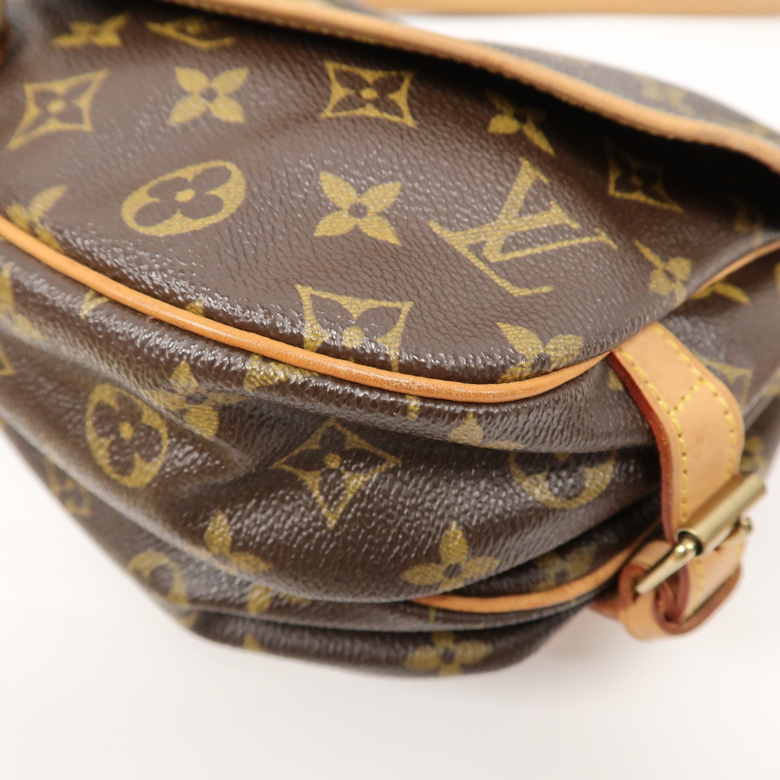 LOUIS VUITTON Monogram Saumur 30金扣肩背袋啡色