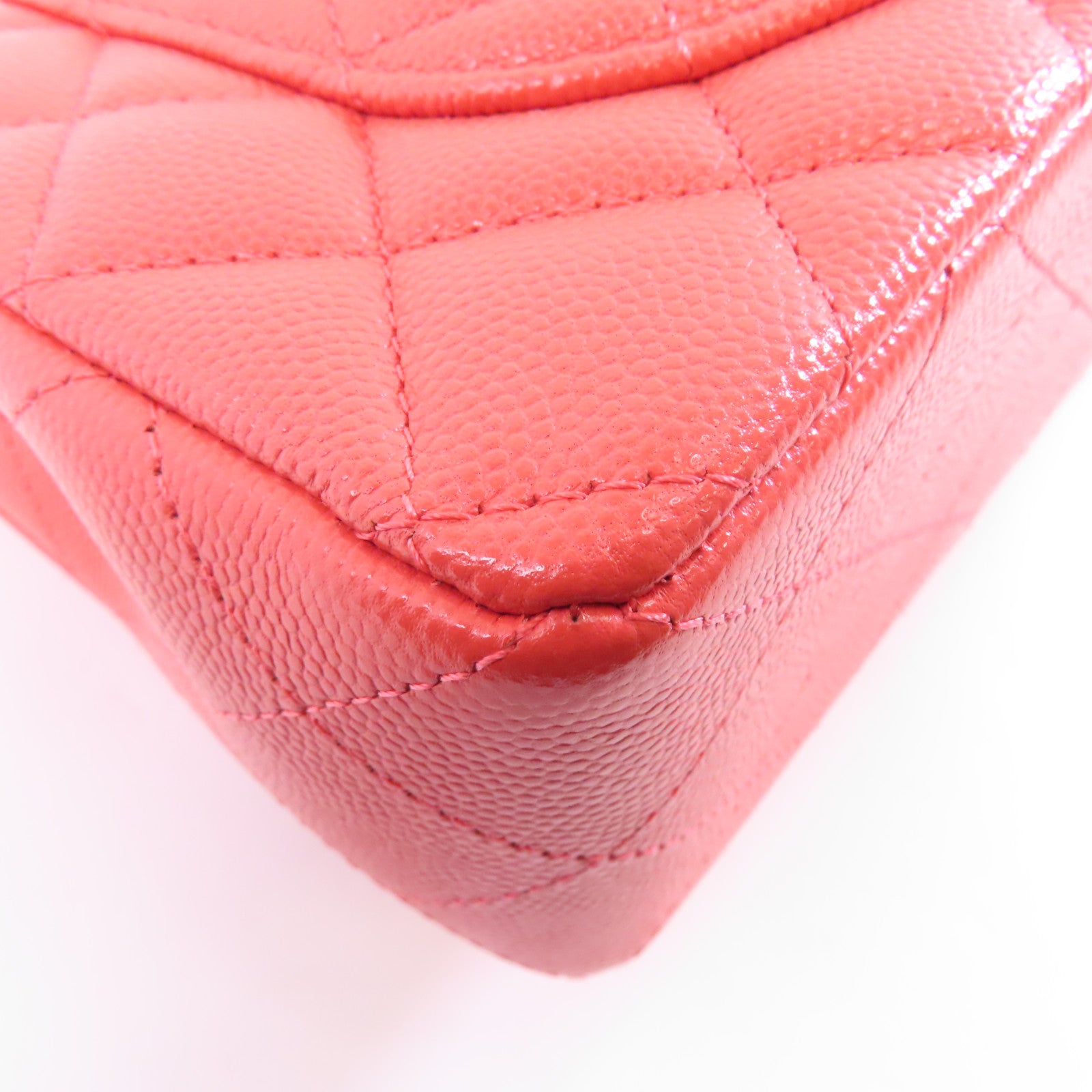 CHANEL 【激減優惠】菱格Caviar皮革Chain Shoulder金扣鏈帶肩背袋紅色