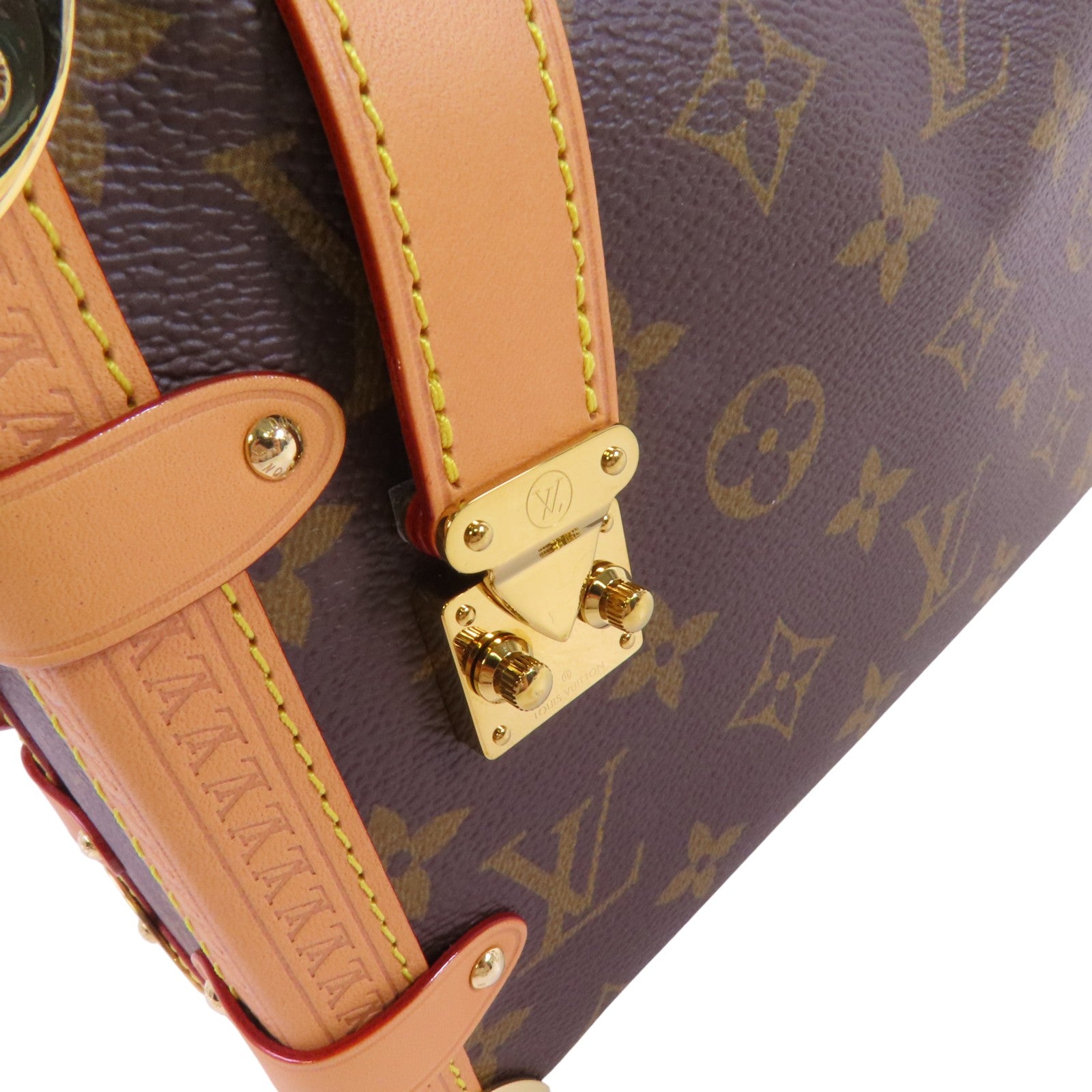 LOUIS VUITTON Monogram Side Trunk MM金扣手挽肩背兩用袋