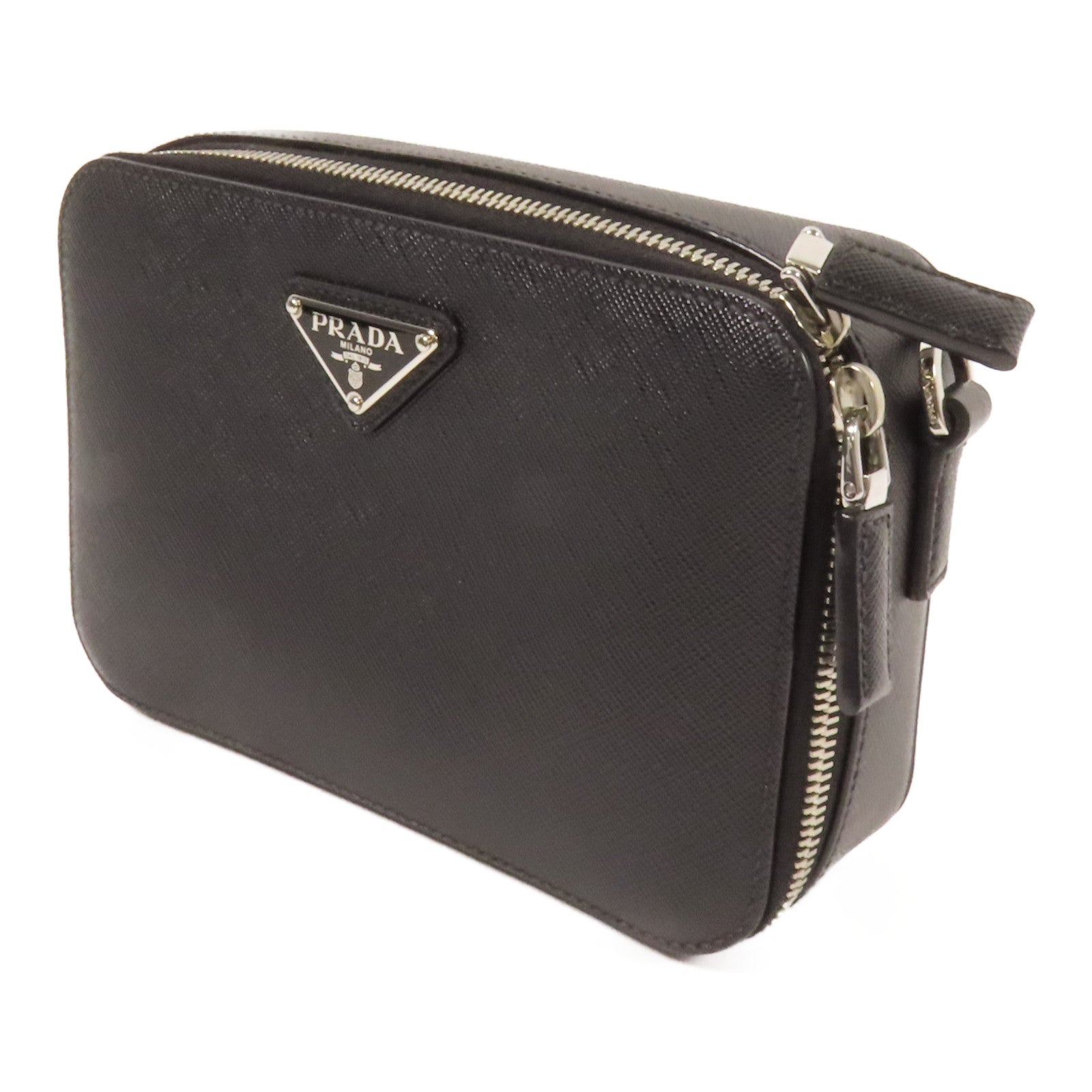 PRADA Saffiano皮革Shoulder Bag銀扣肩背袋