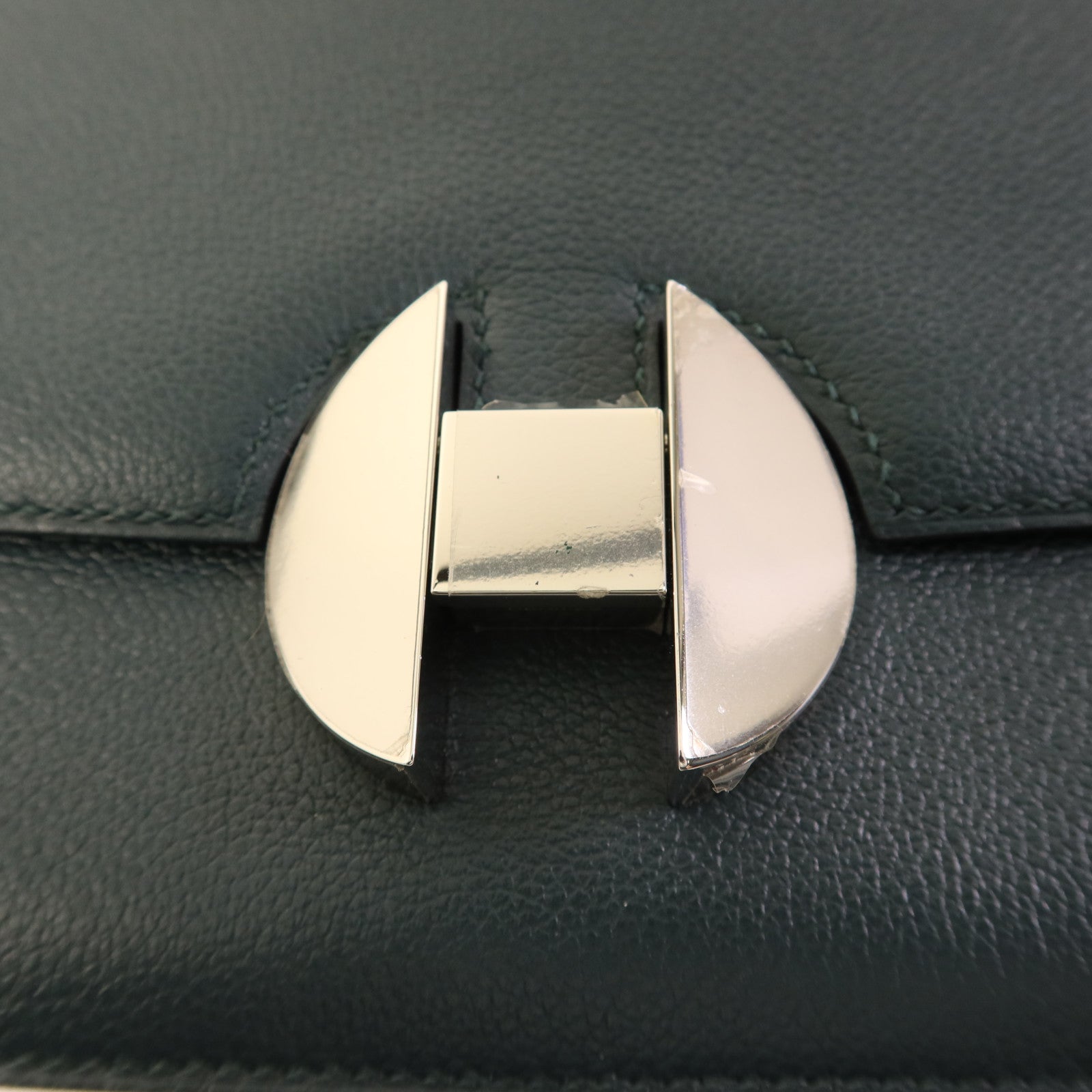 HERMES Evercolor皮革2002 26銀扣肩背袋Vert Cypress