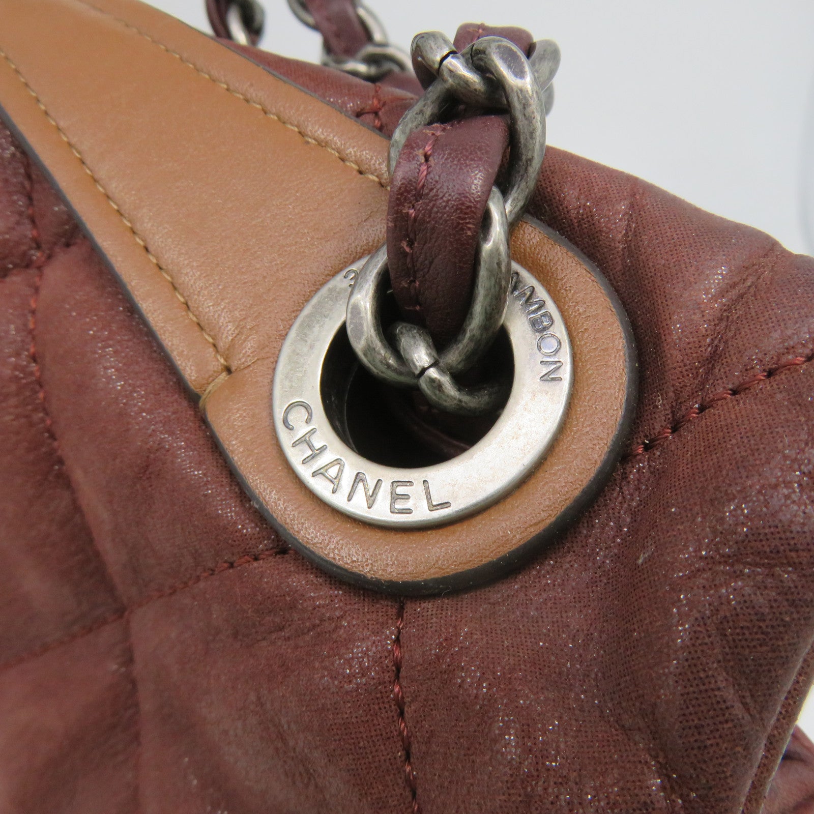 CHANEL [Sharp Discount] Lingge Cowhide Leather Chain Shoulder Bag Silver Buckle Shoulder Bag Brown