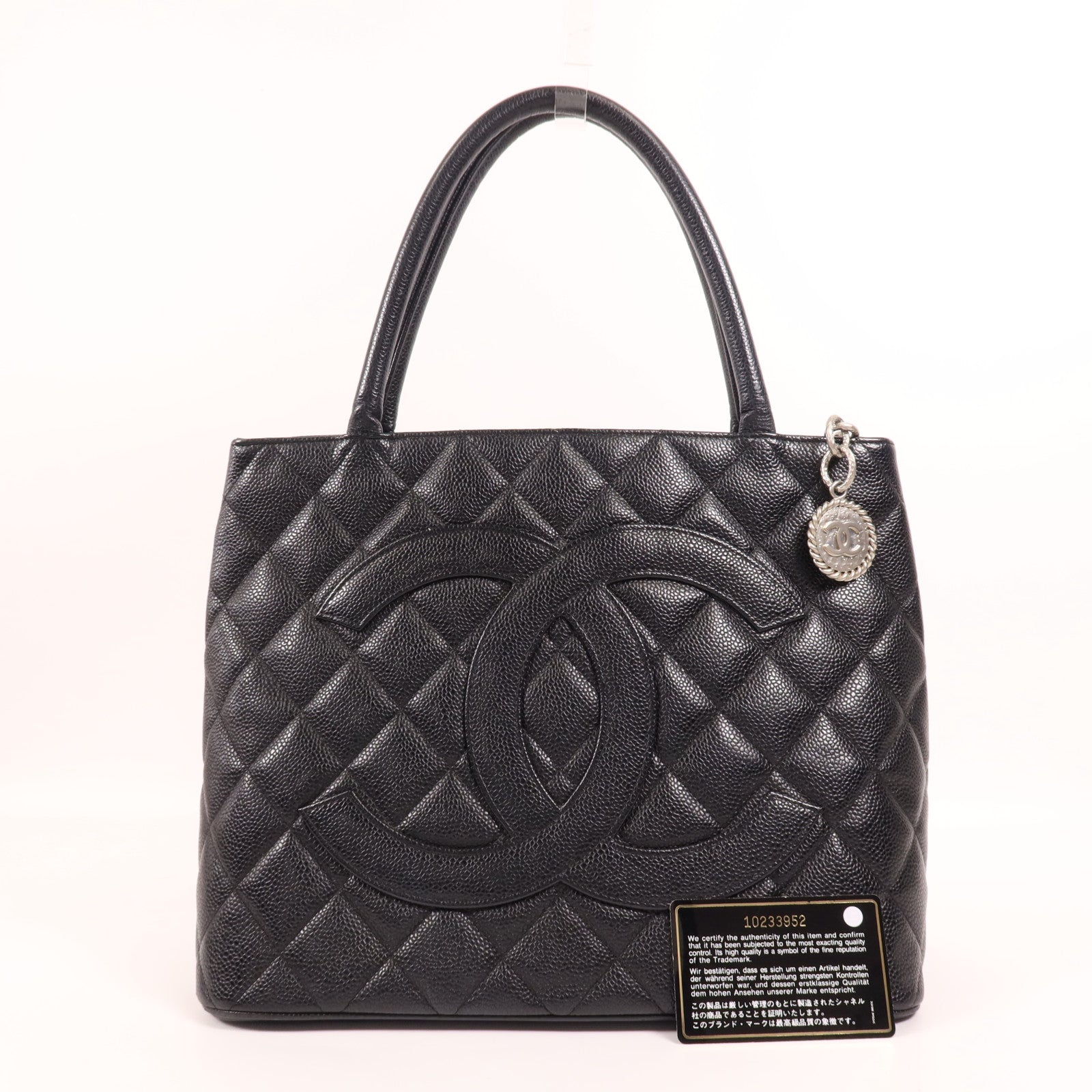 CHANEL 牛皮皮革Shoulder Bag銀扣手挽袋