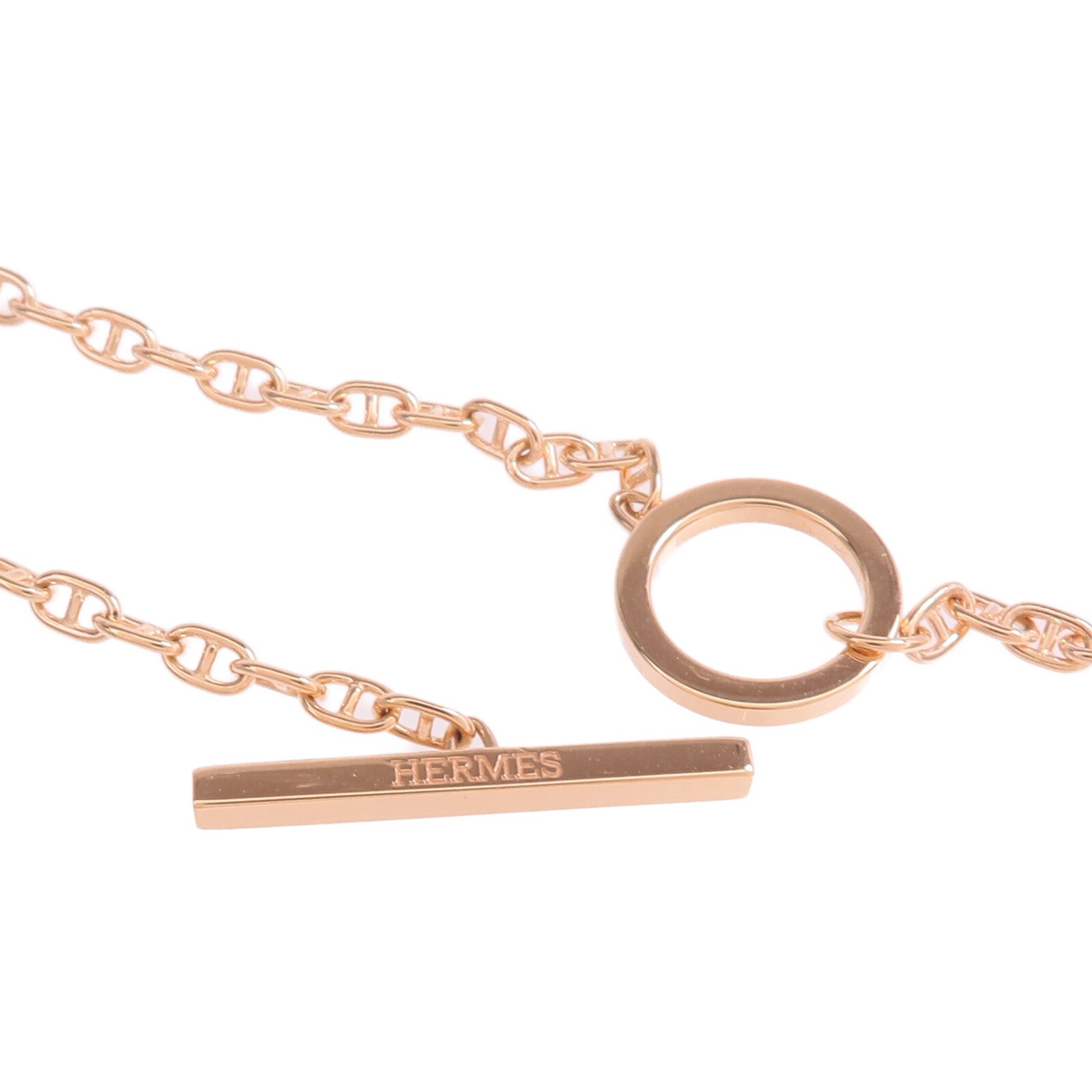 HERMES 18K玫瑰金Chaine D'ancre Contour Pendant鑽石項鍊