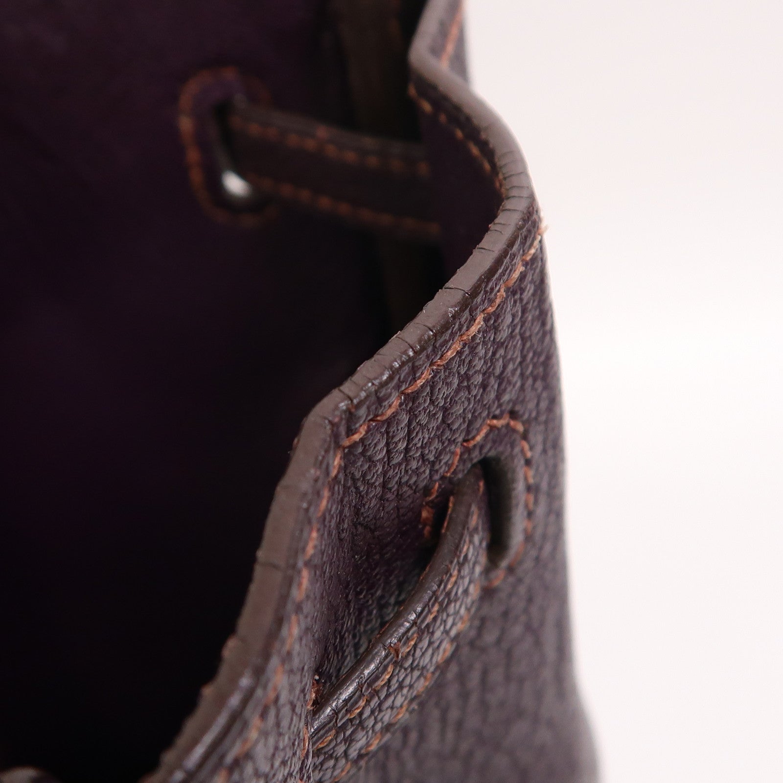 HERMES Chevre皮革Cabana 35銀扣肩背袋Raisin