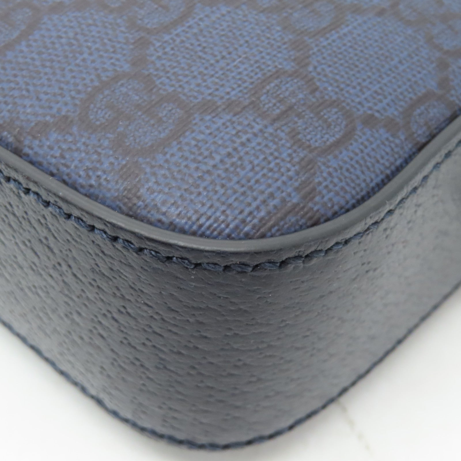GUCCI 塗層帆布2 Way Shoulder bag銀扣手挽肩背兩用袋深藍色