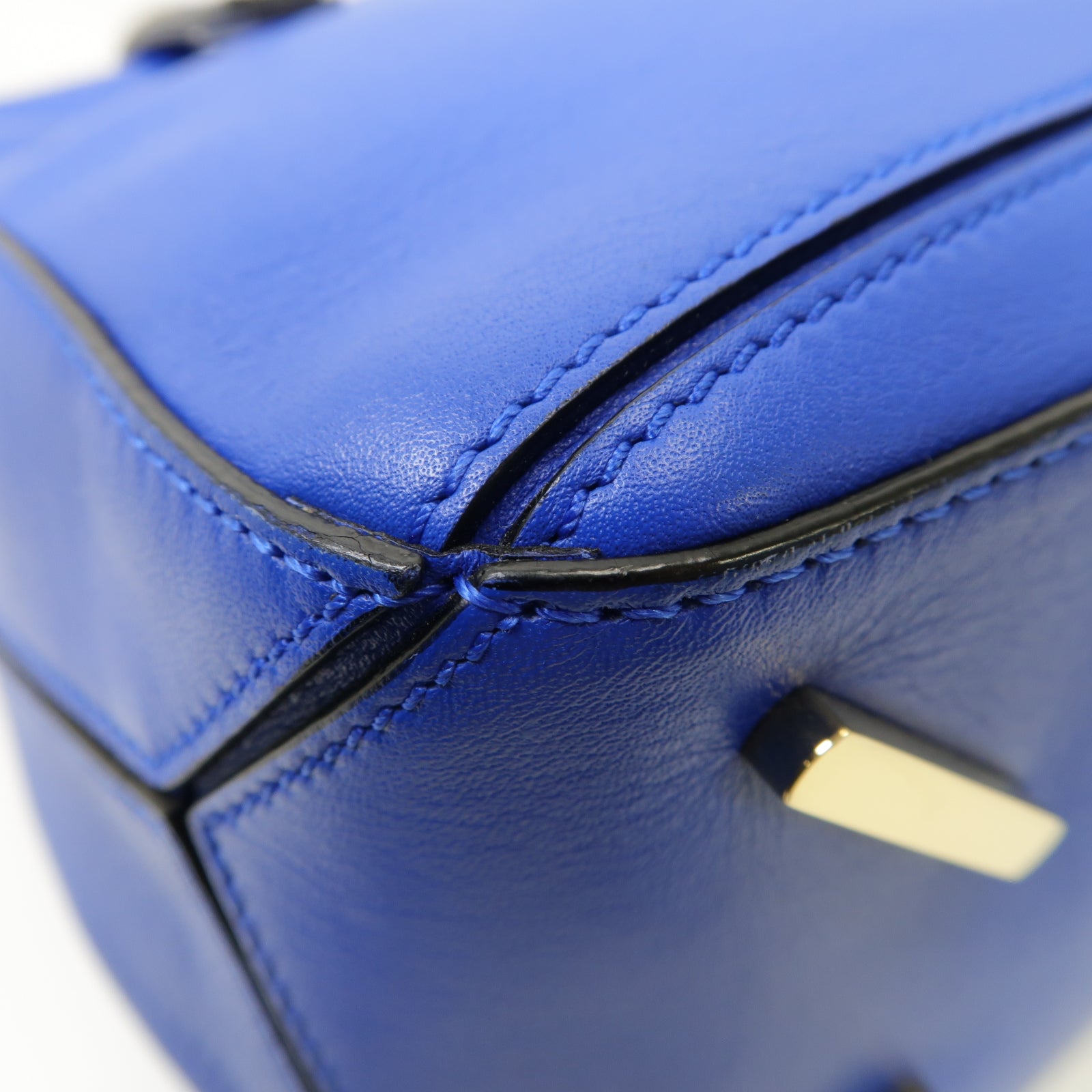 LOEWE 牛皮皮革Puzzle Bag金扣手挽肩背兩用袋藍色