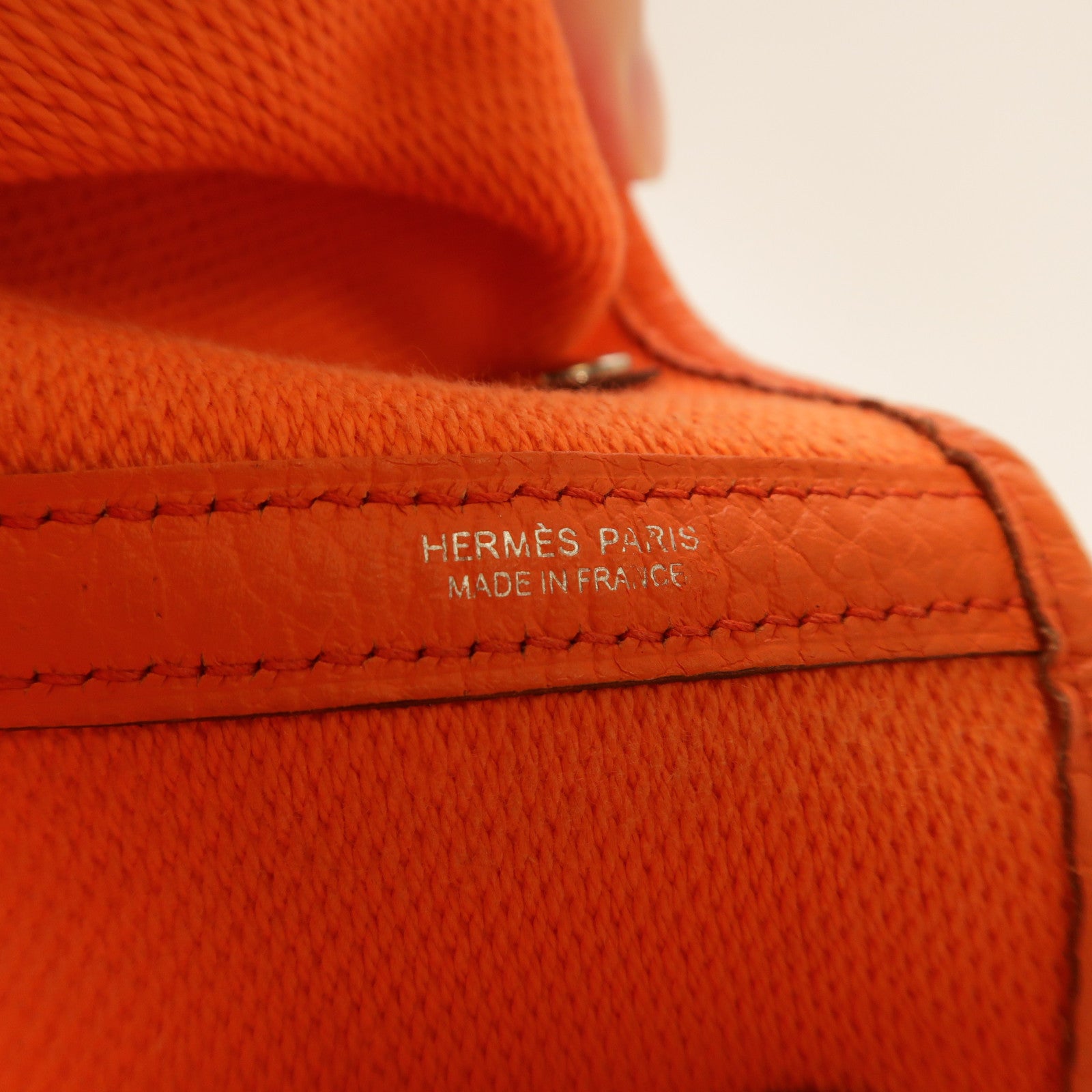 HERMES 帆布GardenParty PM銀扣手挽袋橙色