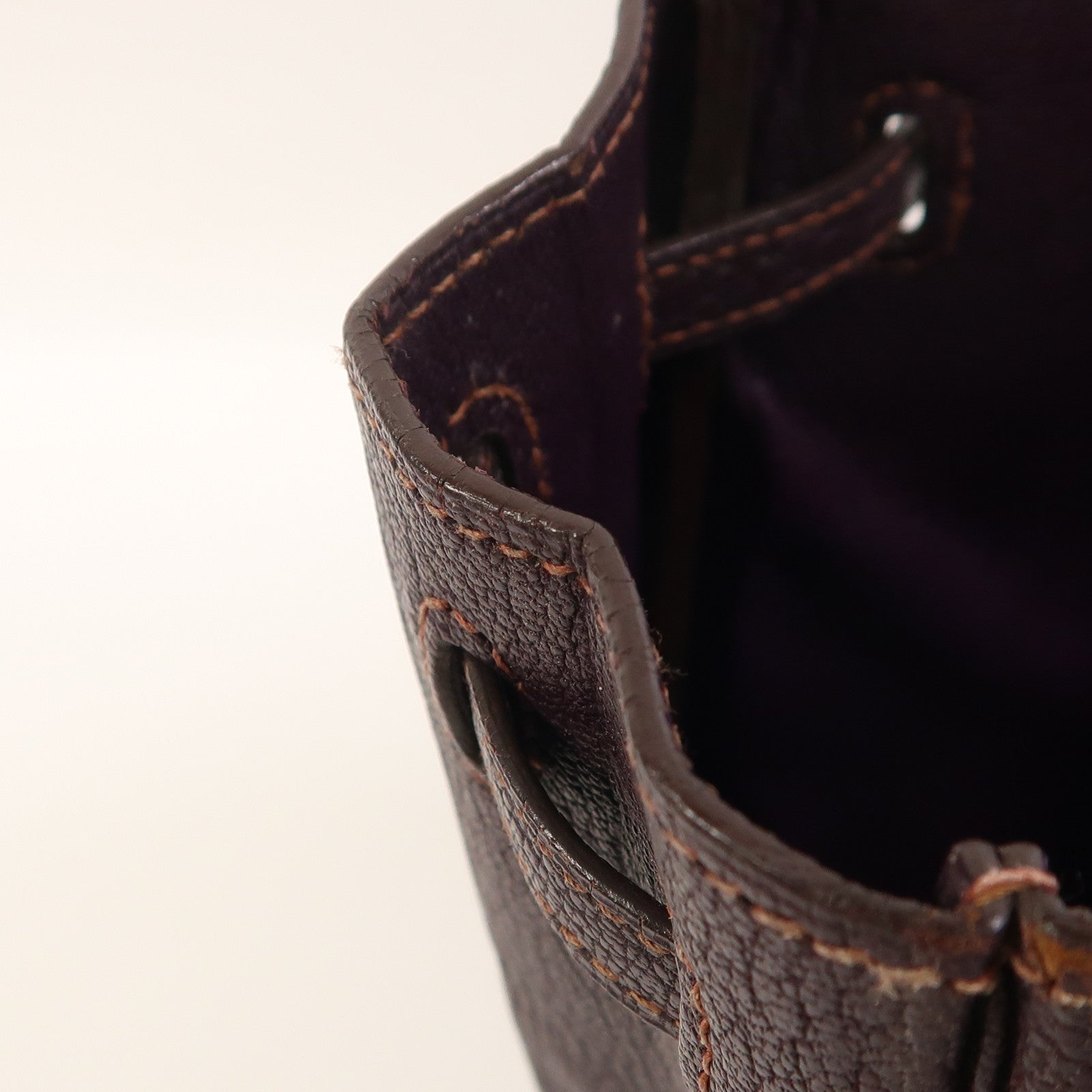 HERMES Chevre皮革Cabana 35銀扣肩背袋Raisin