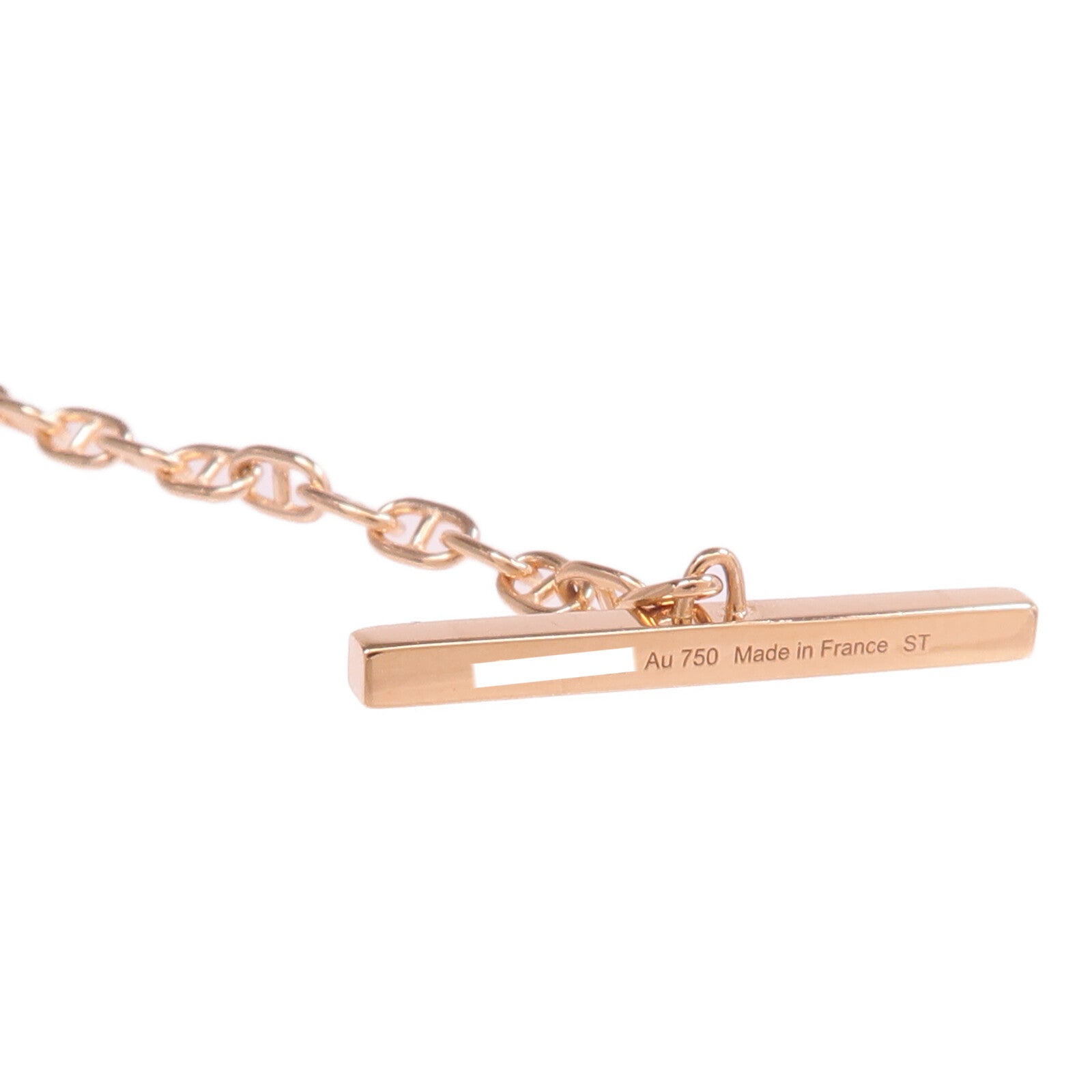 HERMES 18K玫瑰金Chaine D'ancre Contour Pendant鑽石項鍊