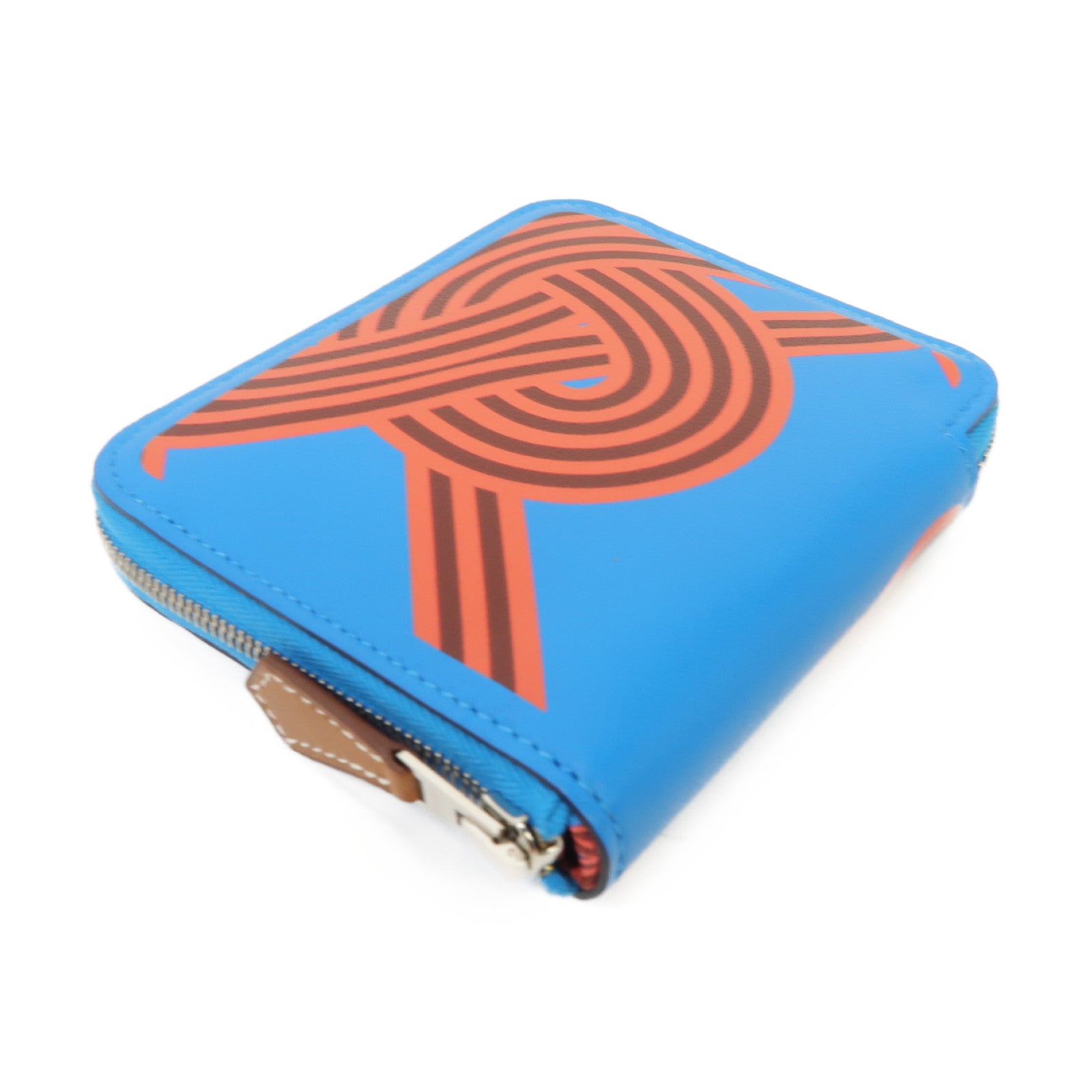 HERMES Swift皮革Silk In Compact Walle銀扣錢包Bleu Frida/Rouge HBleu Frida/Rouge H藍色/粉紅色
