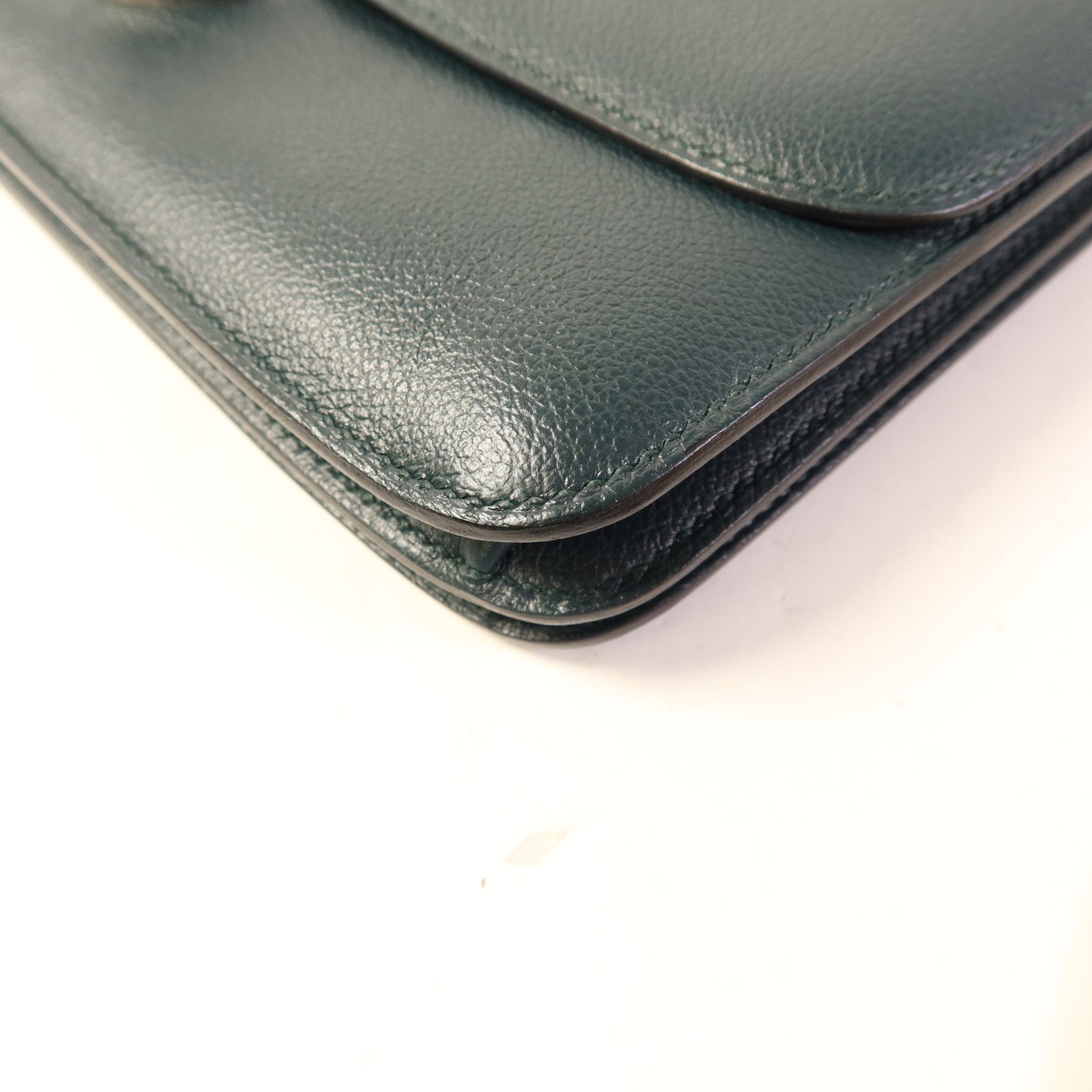 HERMES Evercolor皮革2002 26銀扣肩背袋Vert Cypress