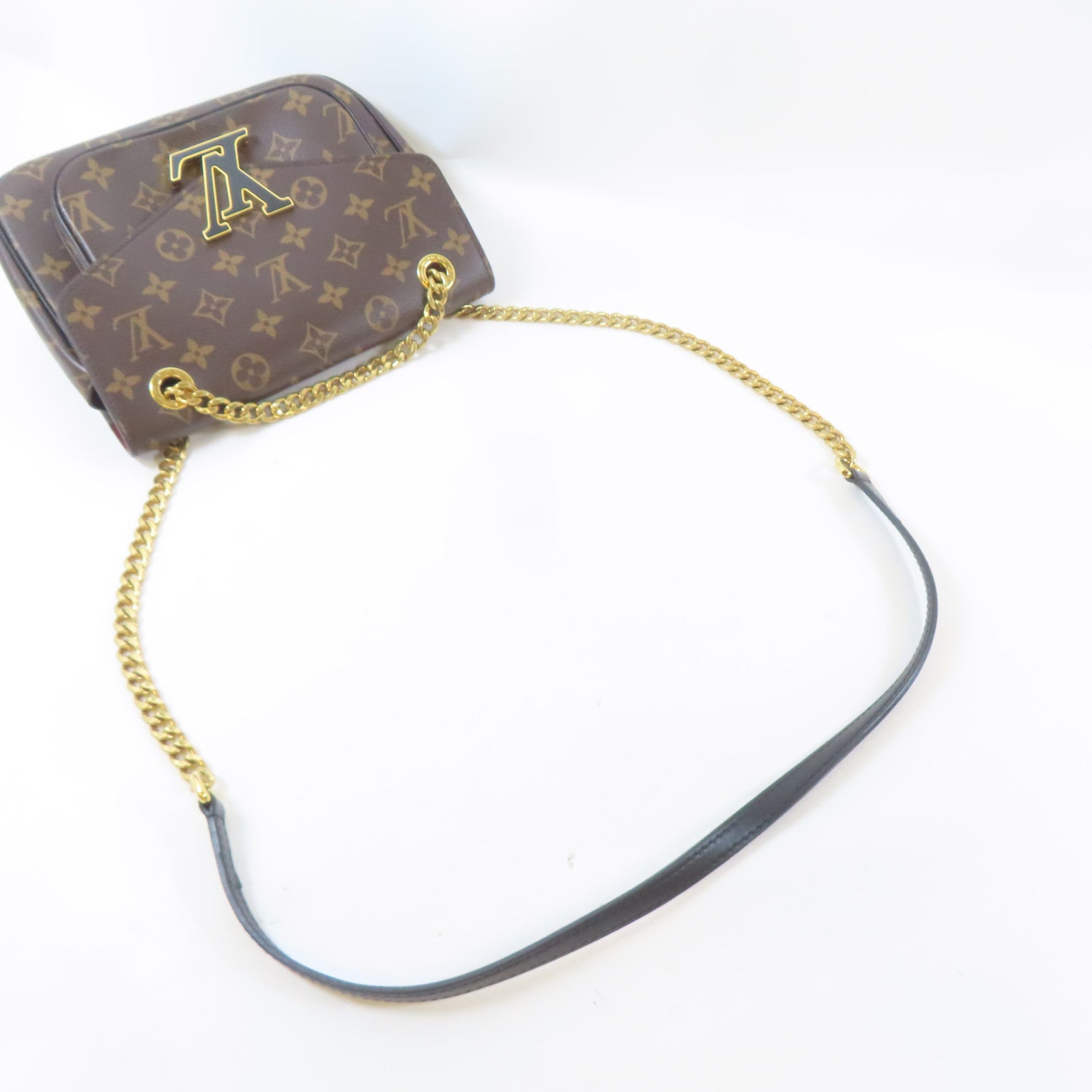 LOUIS VUITTON Monogram Passy Bag金扣鏈帶肩背袋啡色