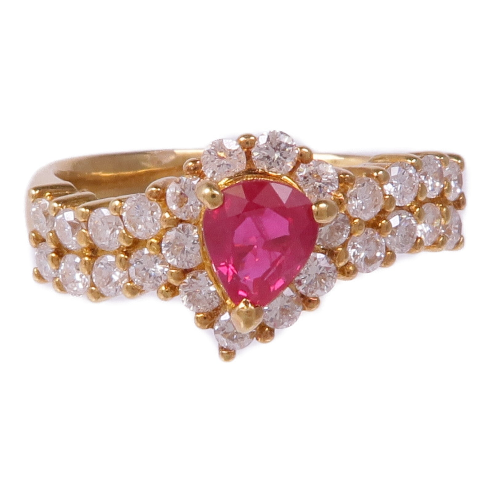 JEWELRY 【激減優惠】18K黃金Ruby Diamond Ring紅寶石/鑽石戒指US#5