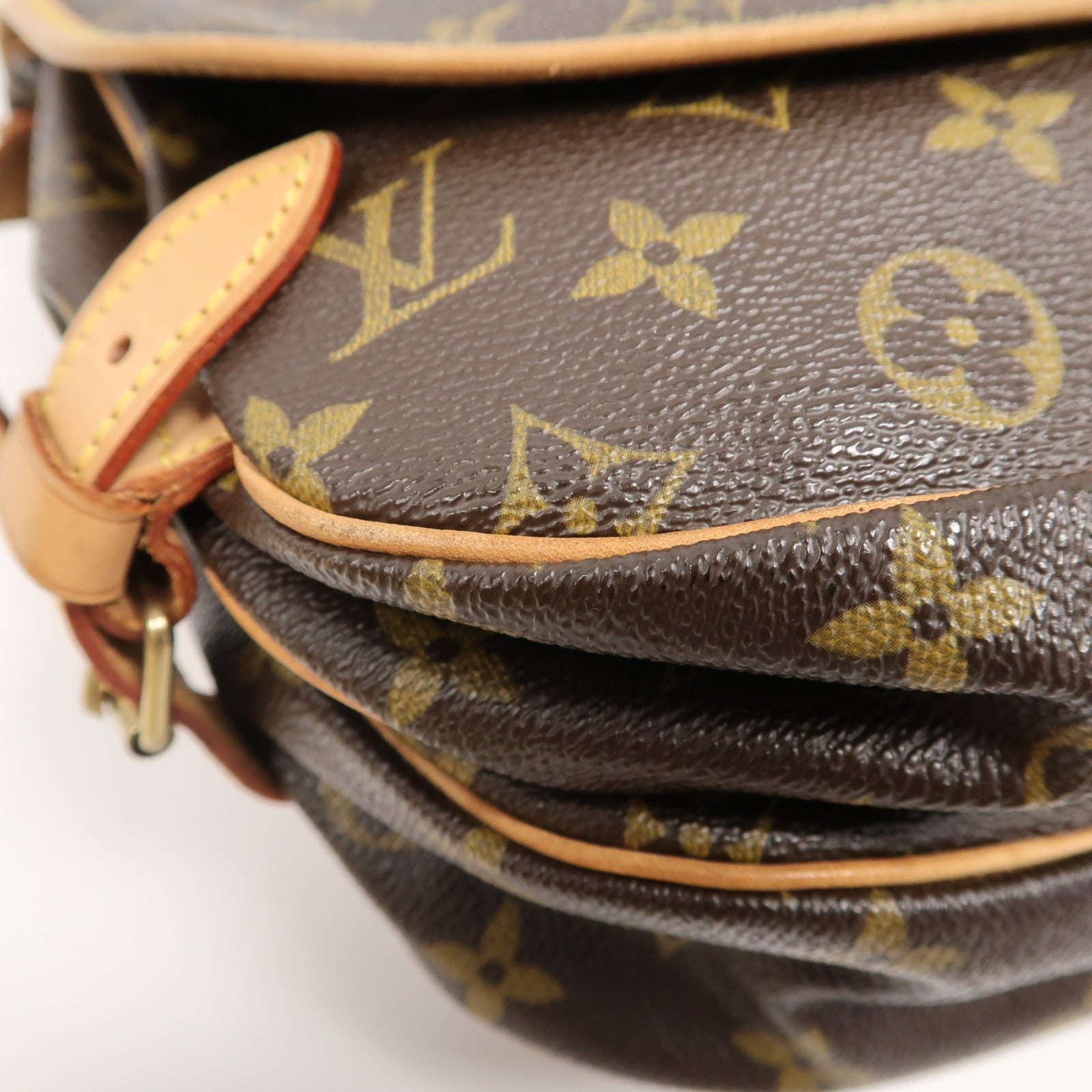 LOUIS VUITTON Monogram Saumur 30金扣肩背袋啡色