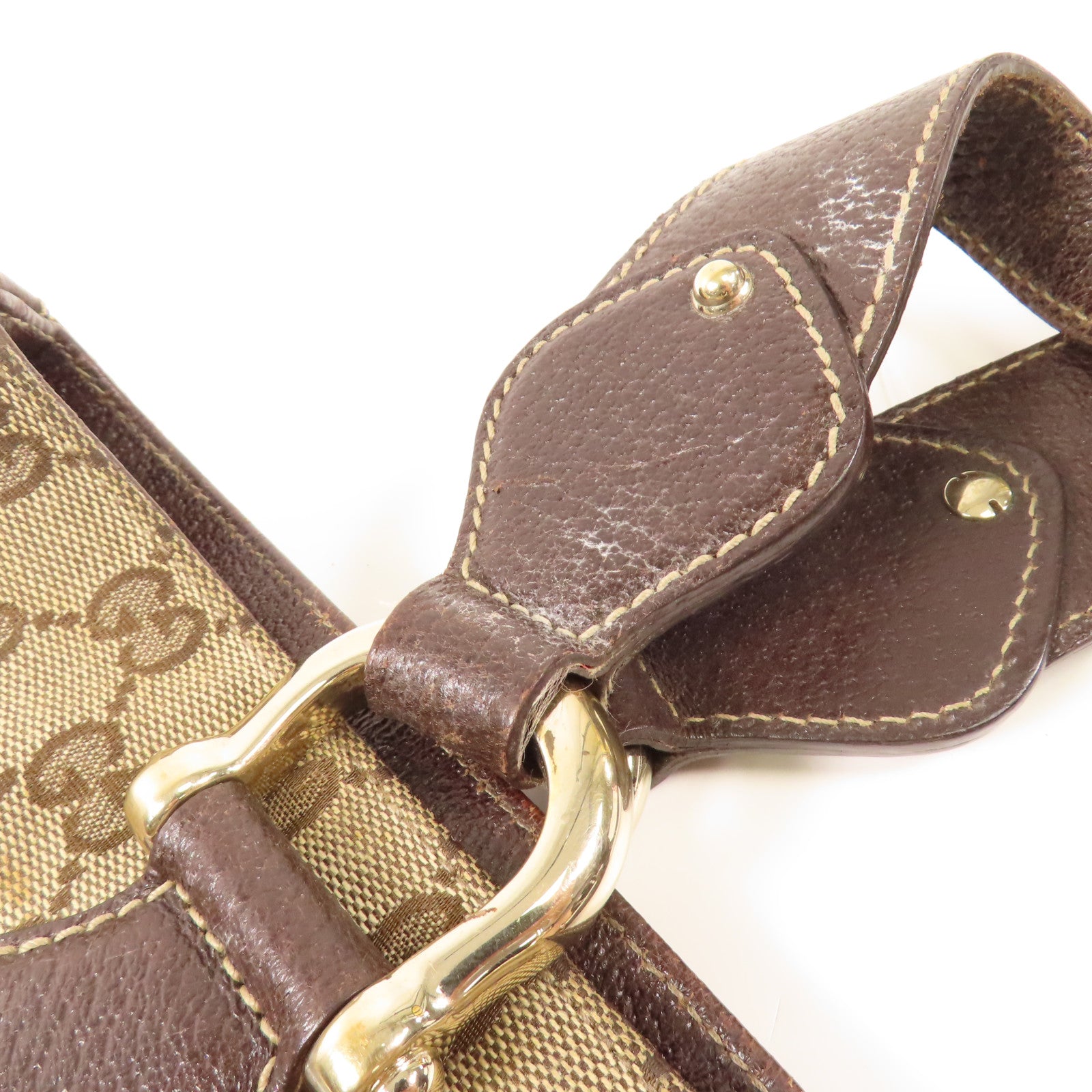 GUCCI 帆布Tote Bag金扣肩背袋