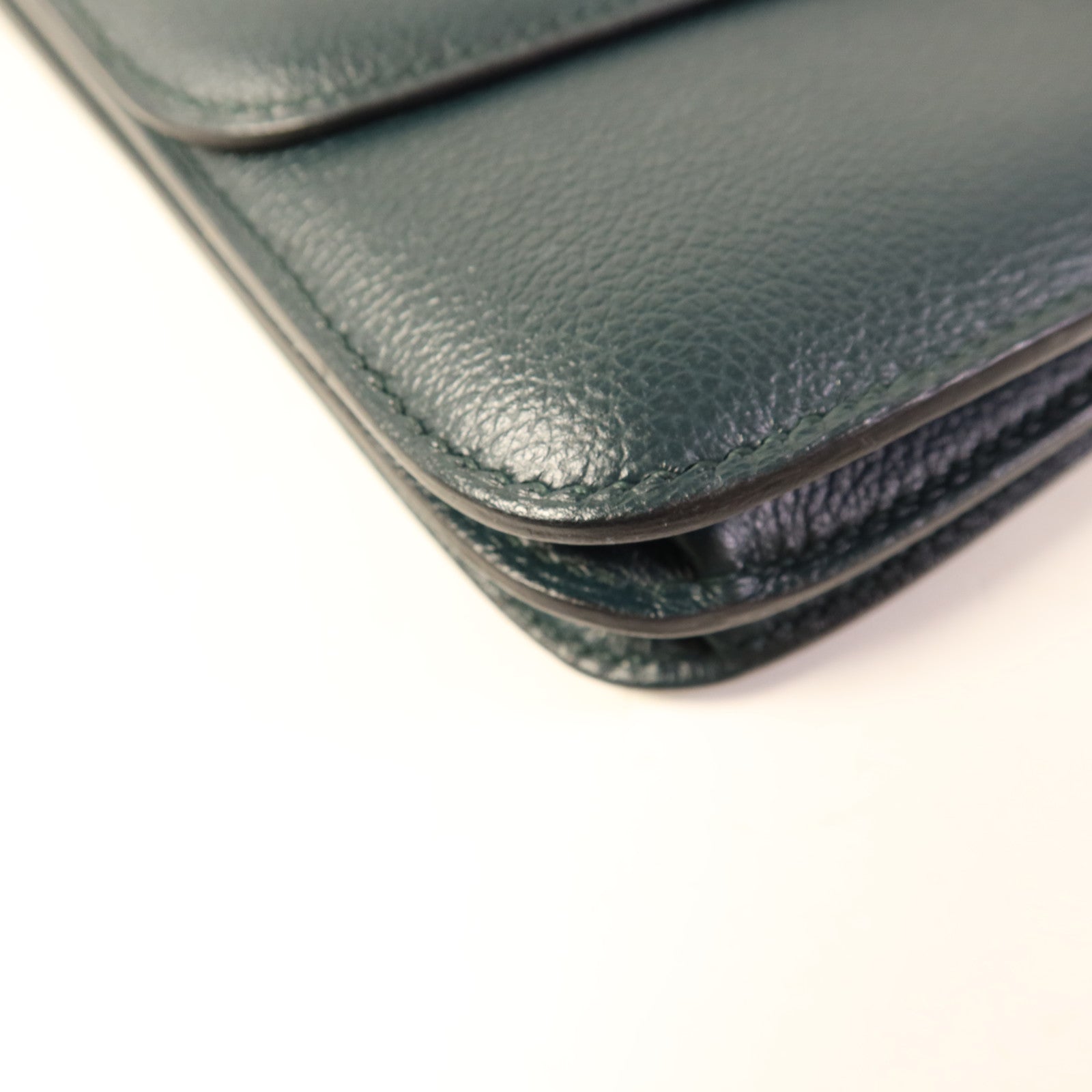 HERMES Evercolor皮革2002 26銀扣肩背袋Vert Cypress