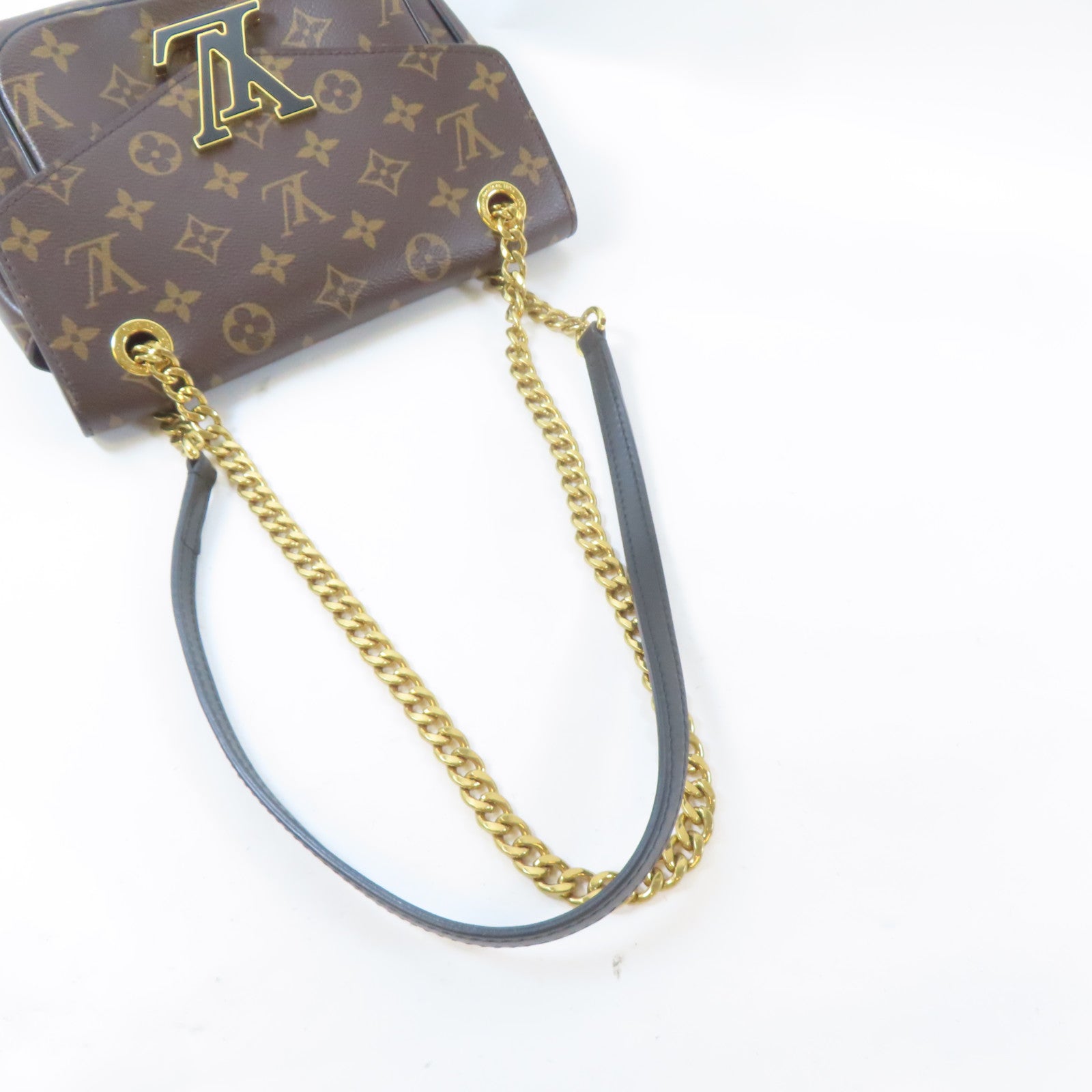LOUIS VUITTON Monogram Passy Bag金扣鏈帶肩背袋啡色