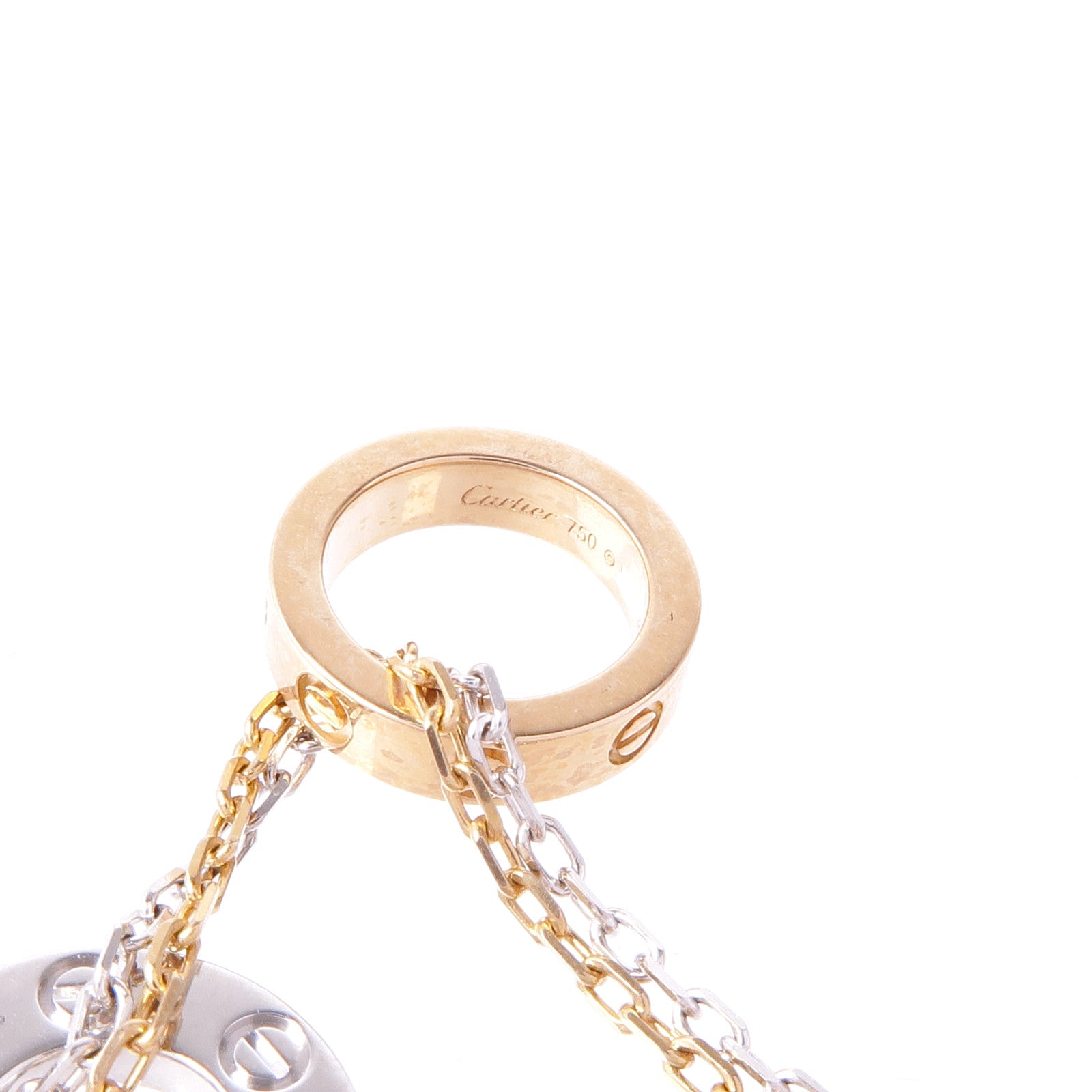CARTIER 18K玫瑰金/白金6P Diamond Love Three Hoop Necklace項鍊