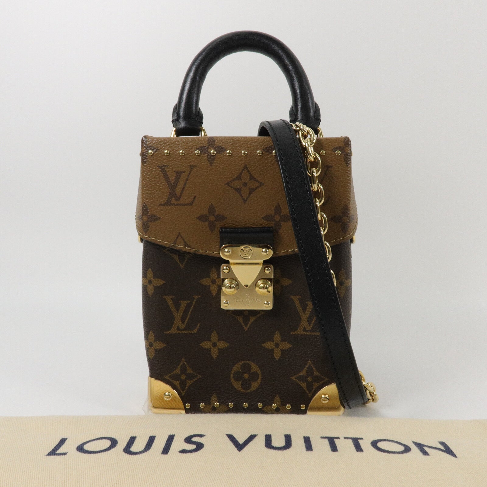 LOUIS VUITTON Monogram/Monogram Reverse Camera Box鏈帶手挽肩背兩用袋