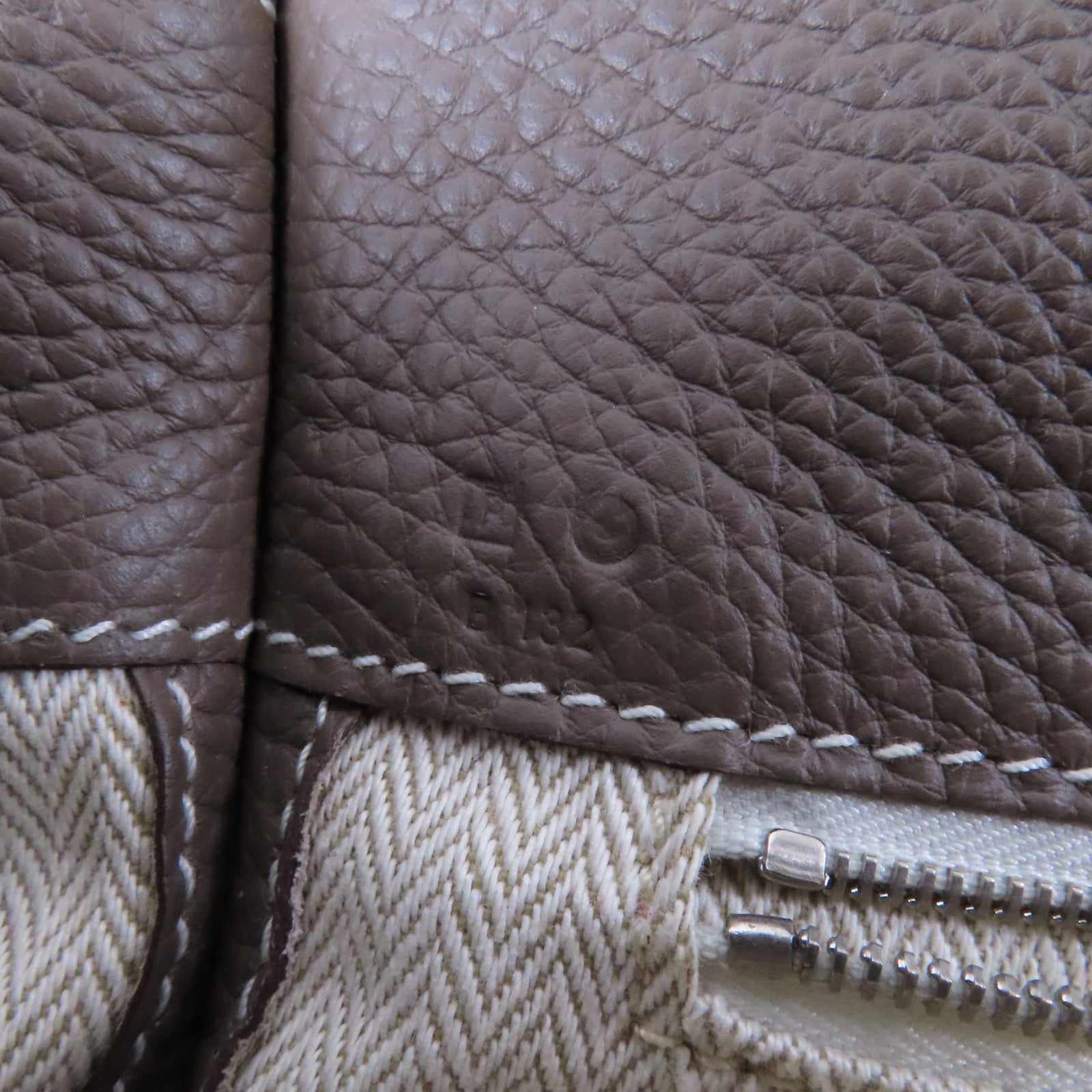 HERMES Clemence皮革Alfred Besace銀扣肩背袋Etoupe大象灰色
