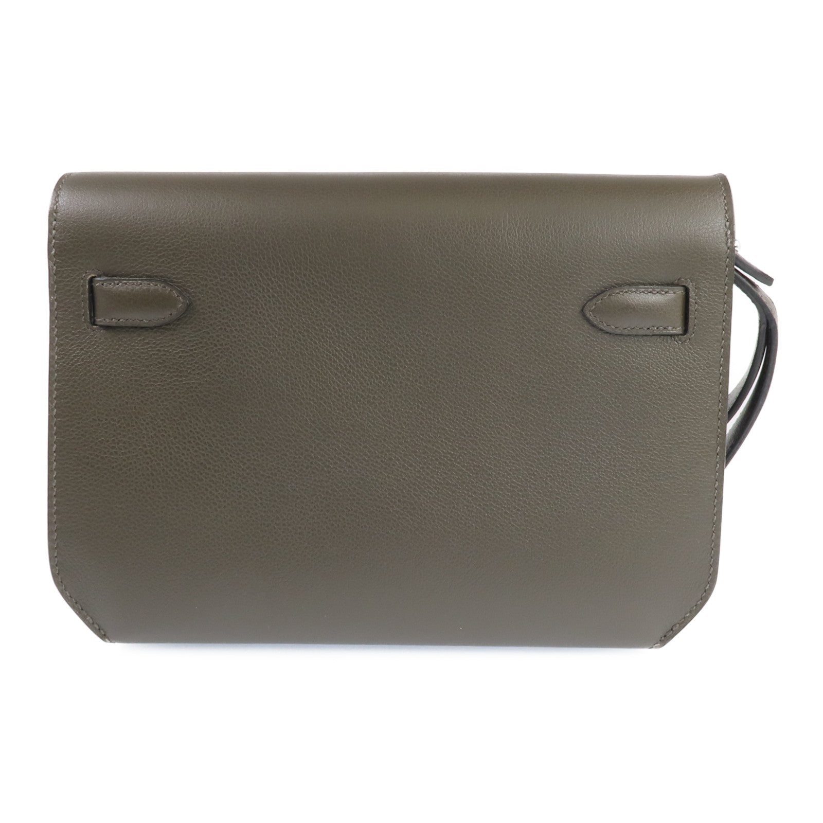 HERMES 【激減優惠】Evercolor皮革Kelly Depeches 25銀扣手拿包Vert Maquies