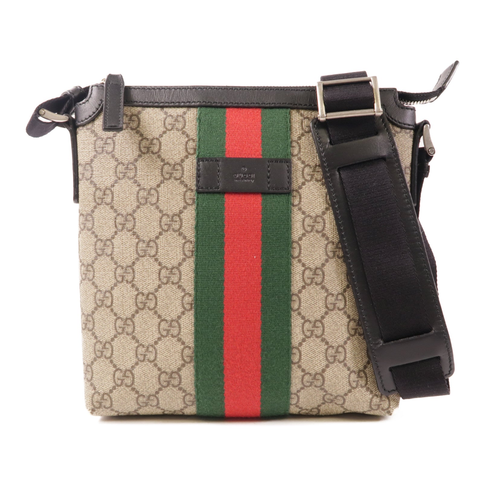 GUCCI 塗層帆布Shoulder Bag銀扣肩背袋