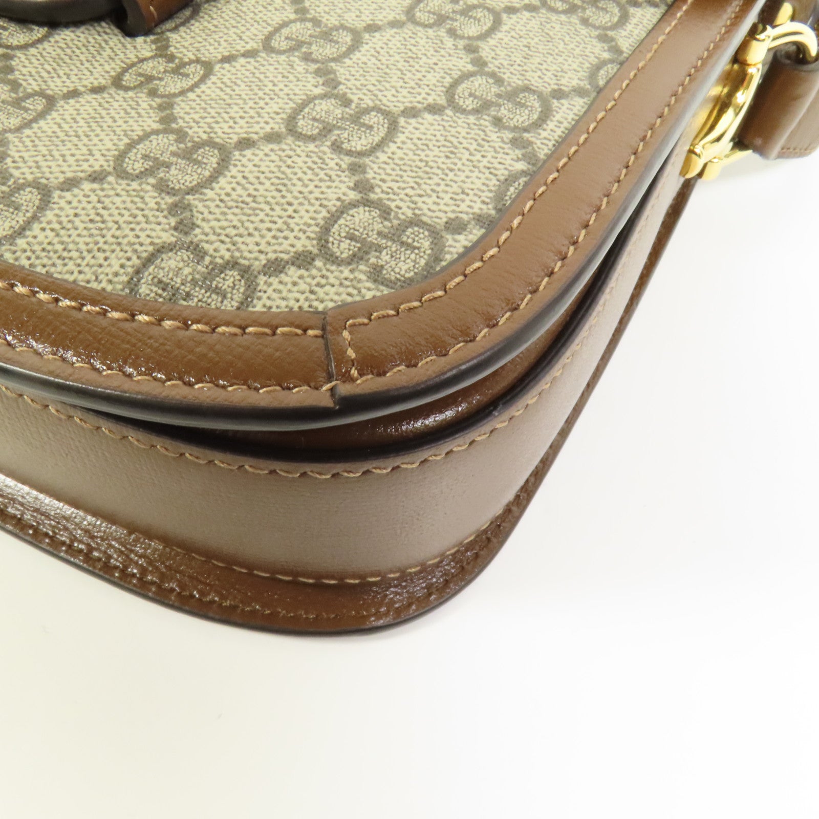 GUCCI 塗層帆布Horsebit 1955 MM金扣肩背袋