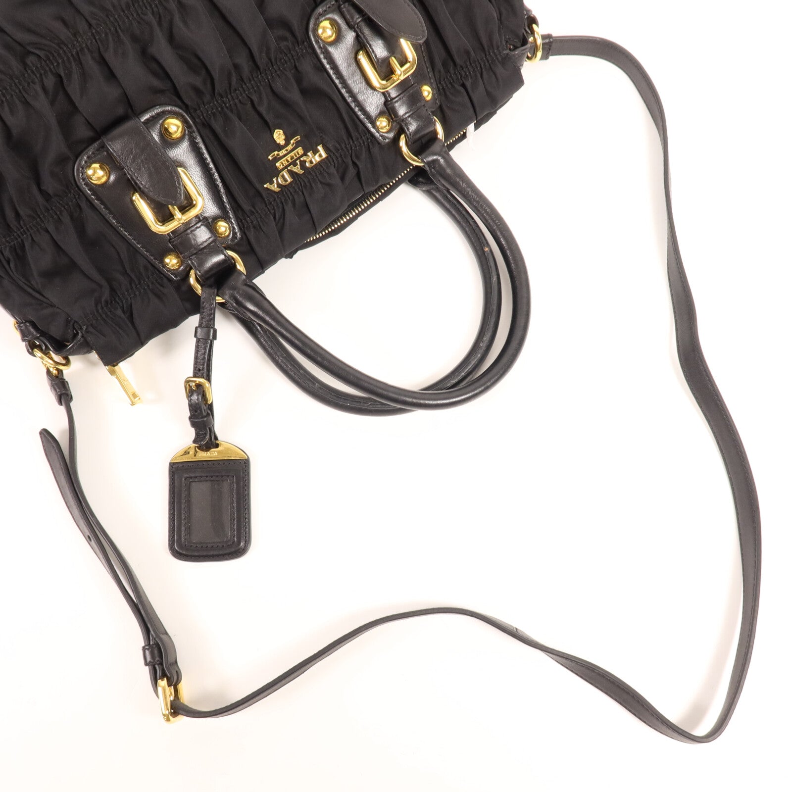 PRADA 尼龍Tessuto Gaufre金扣手挽肩背兩用袋