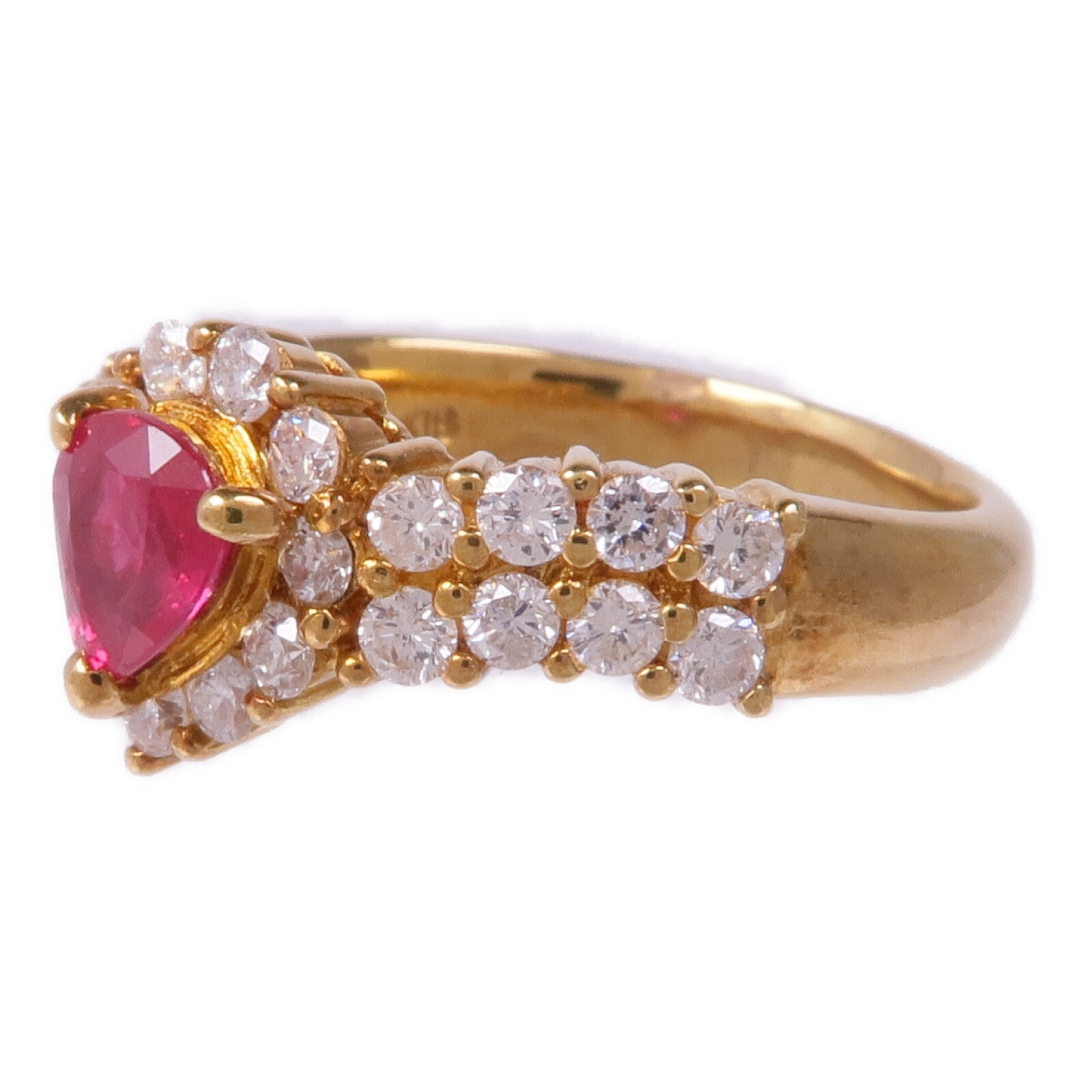 JEWELRY 【激減優惠】18K黃金Ruby Diamond Ring紅寶石/鑽石戒指US#5