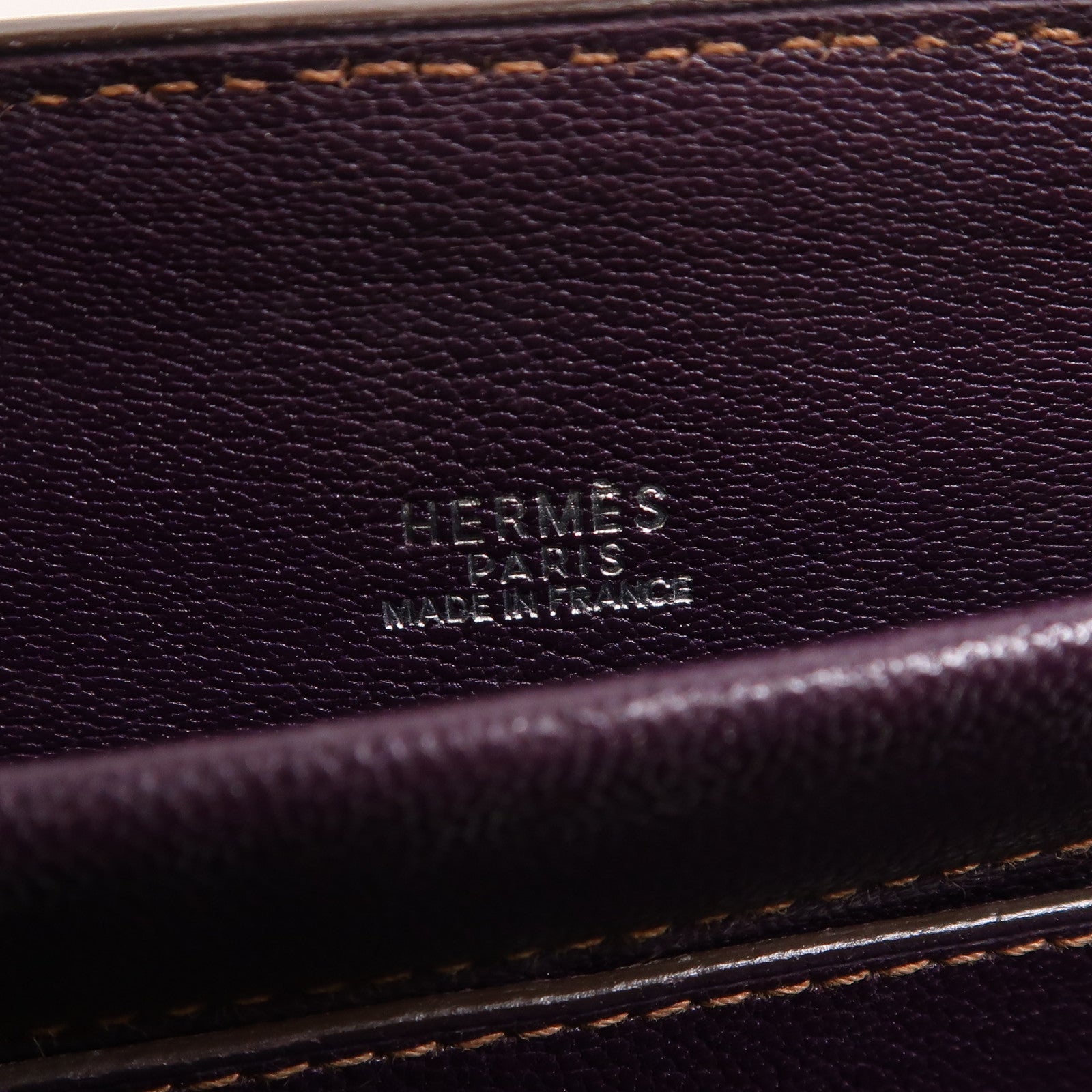 HERMES Chevre皮革Cabana 35銀扣肩背袋Raisin