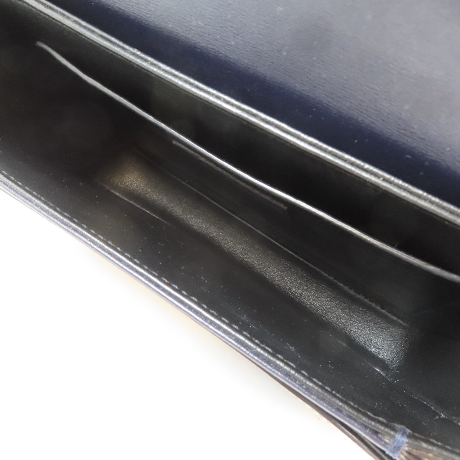 YVES SAINT LAURENT 【激減優惠】牛皮皮革Shoulder Bag金扣肩背袋深藍色
