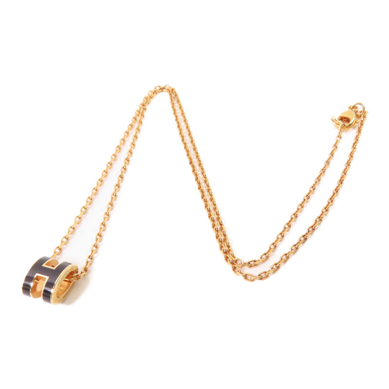 HERMES 金屬Mini Pop H Pendant項鍊Noir