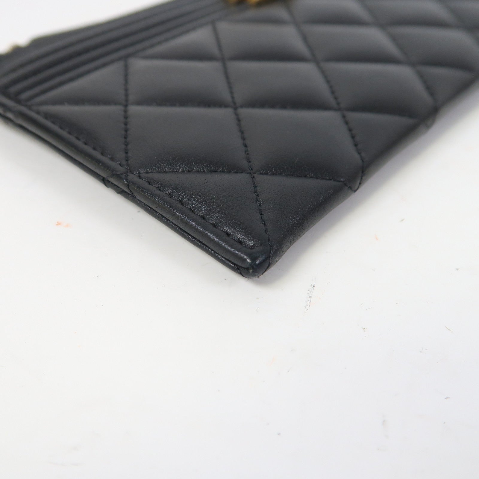 CHANEL 【激減優惠】菱格羊皮皮革Zipper Long Wallet金扣長錢包黑色