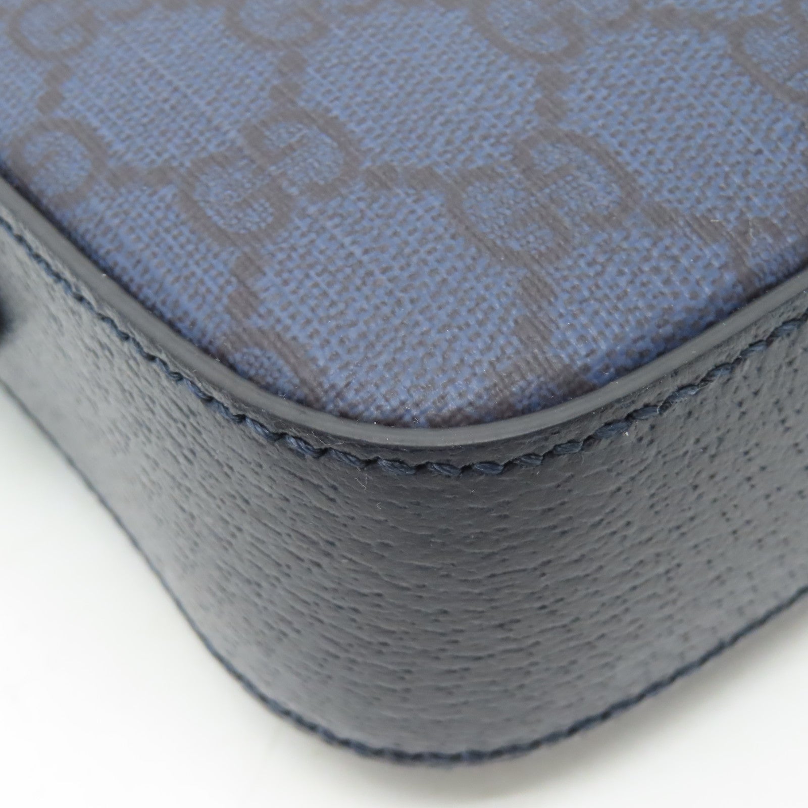 GUCCI 塗層帆布2 Way Shoulder bag銀扣手挽肩背兩用袋深藍色