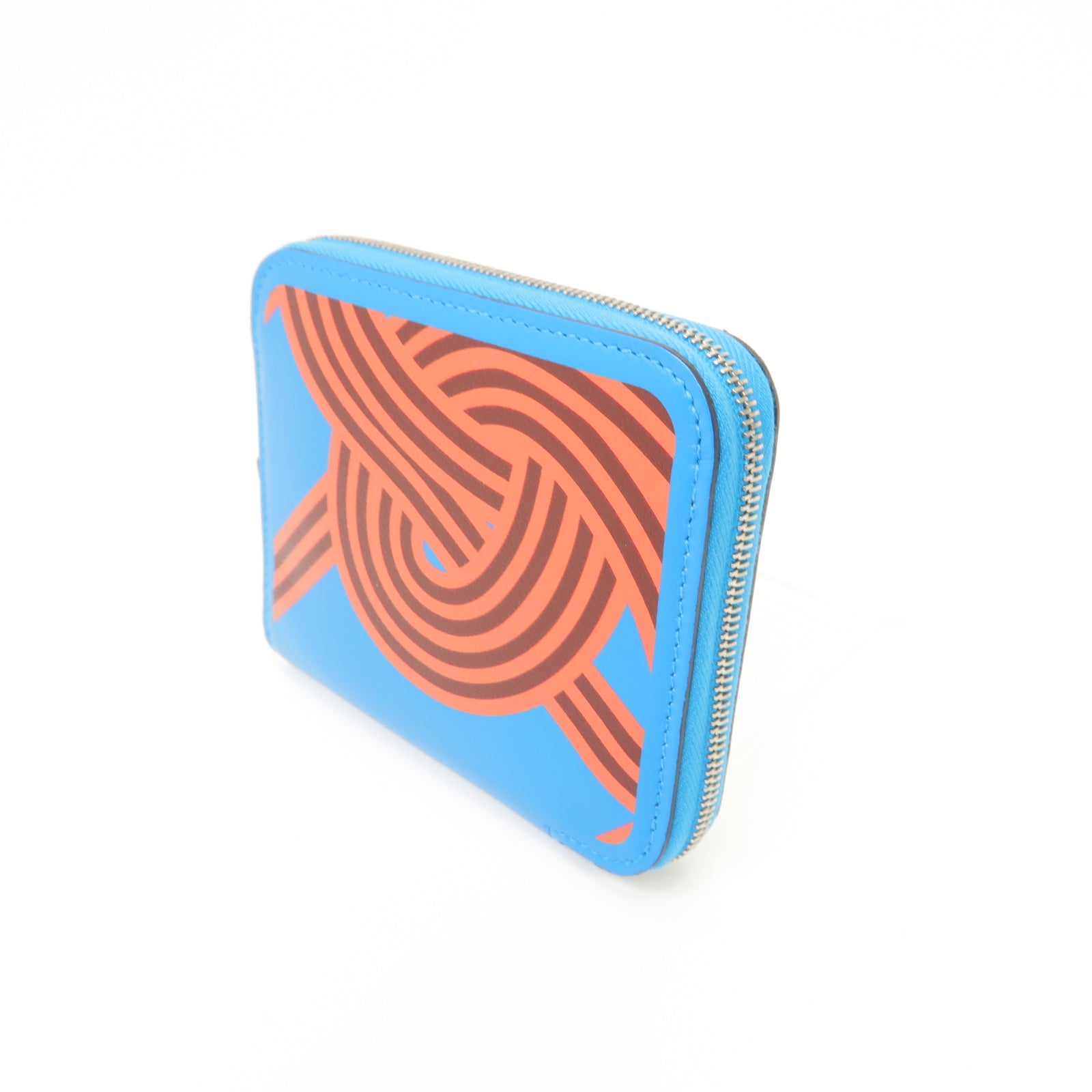 HERMES Swift皮革Silk In Compact Walle銀扣錢包Bleu Frida/Rouge HBleu Frida/Rouge H藍色/粉紅色