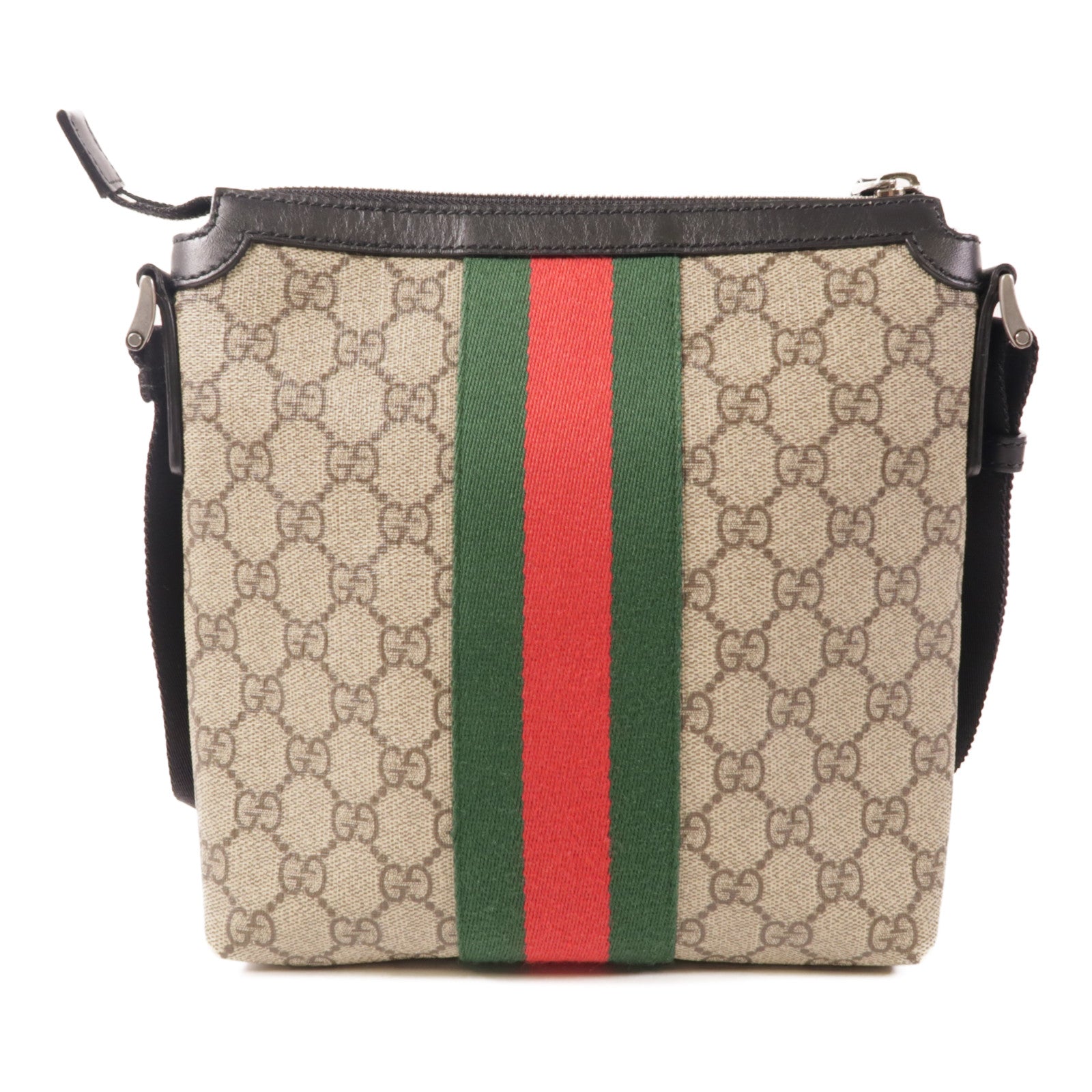 GUCCI 塗層帆布Shoulder Bag銀扣肩背袋