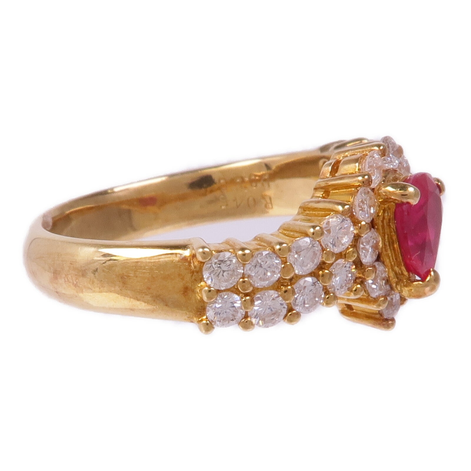 JEWELRY 【激減優惠】18K黃金Ruby Diamond Ring紅寶石/鑽石戒指US#5